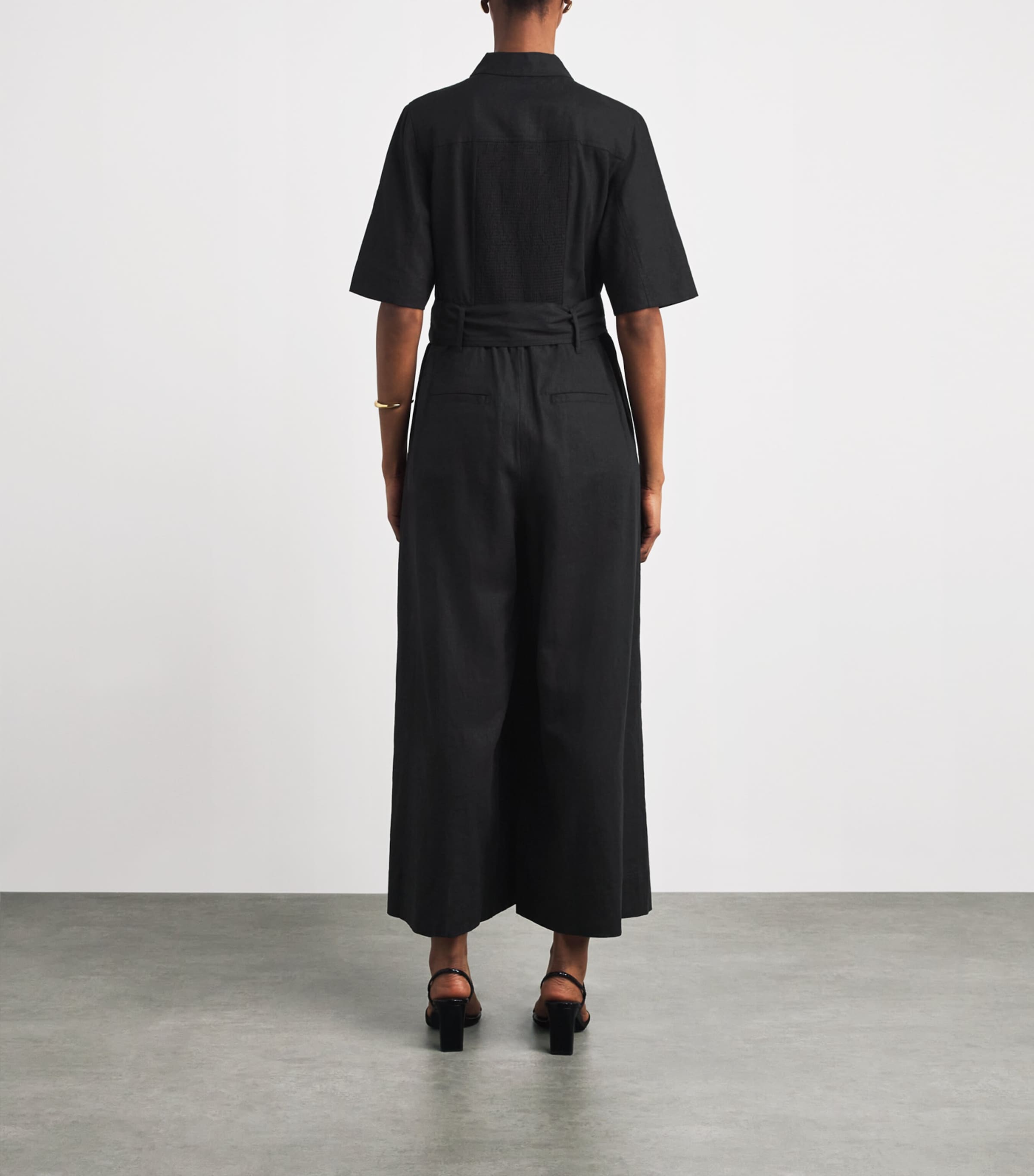 ME+EM Womens Linen-Blend Culotte Jumpsuit Black Image 4