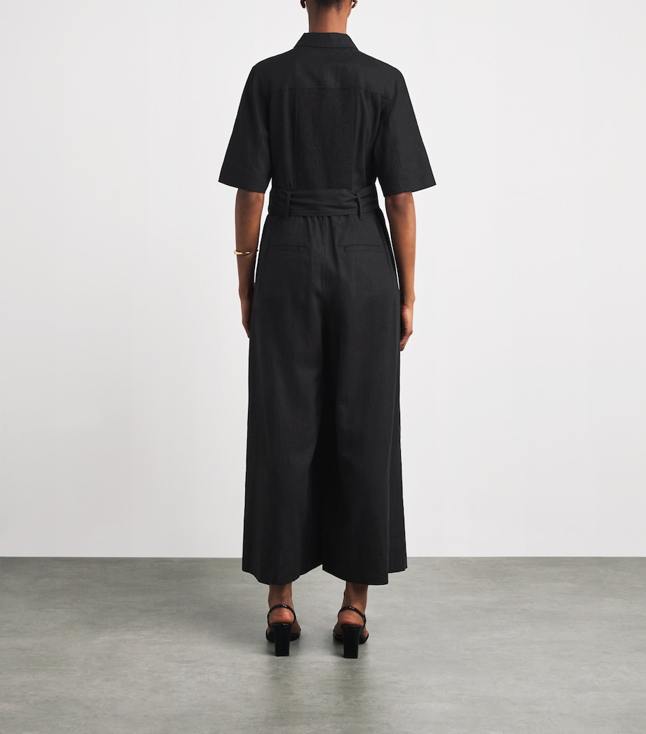 ME+EM Womens Linen-Blend Culotte Jumpsuit Black Image 4
