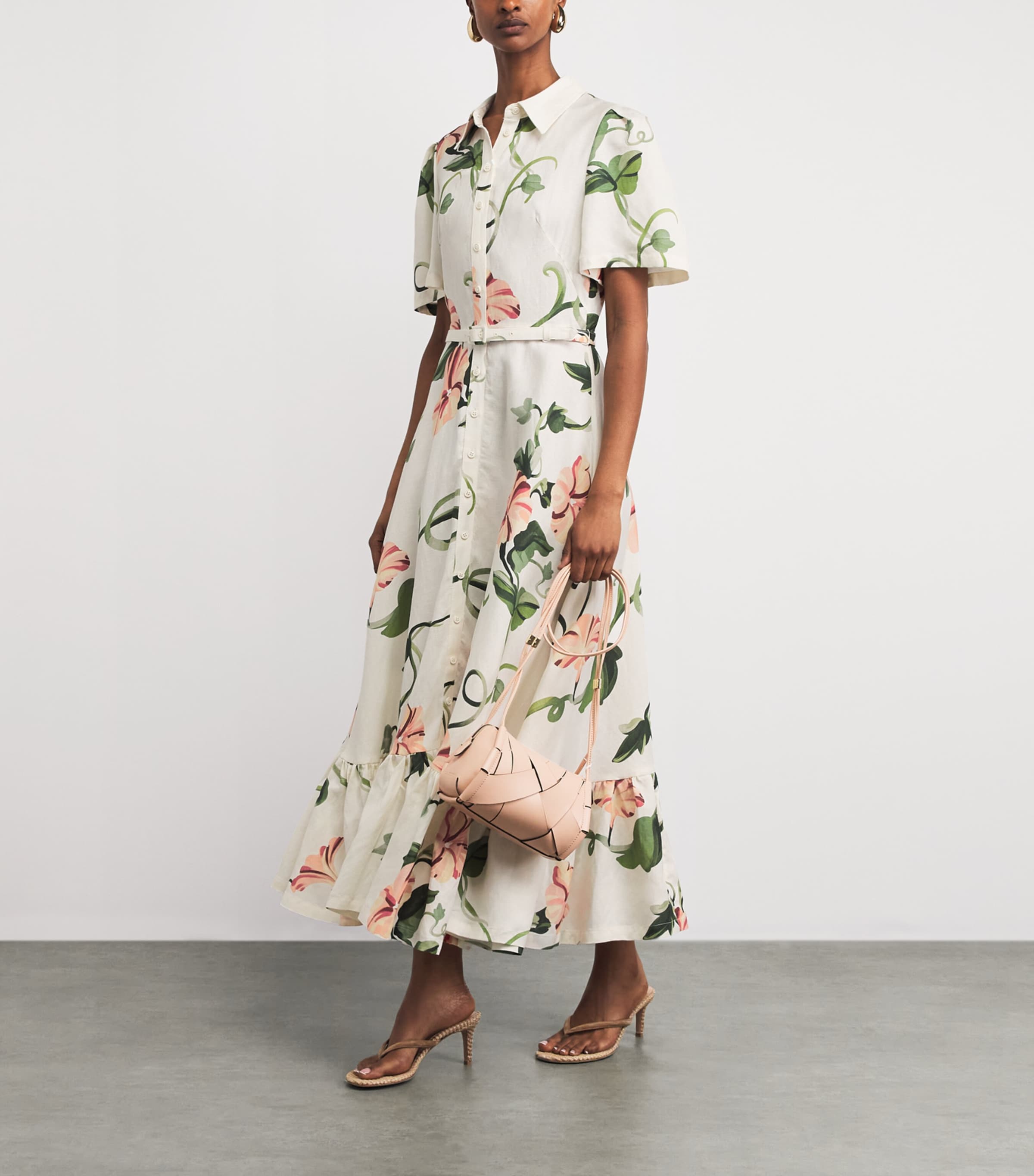 LEO LIN Womens Floral Becca Midi Dress Vine Print In Snow Image 2