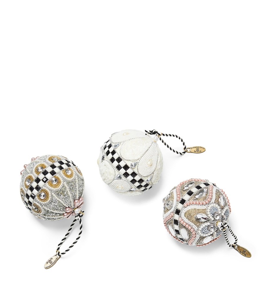 MacKenzie-Childs Embellished Crystal Palace Baubles (Set of 3) White Image 1