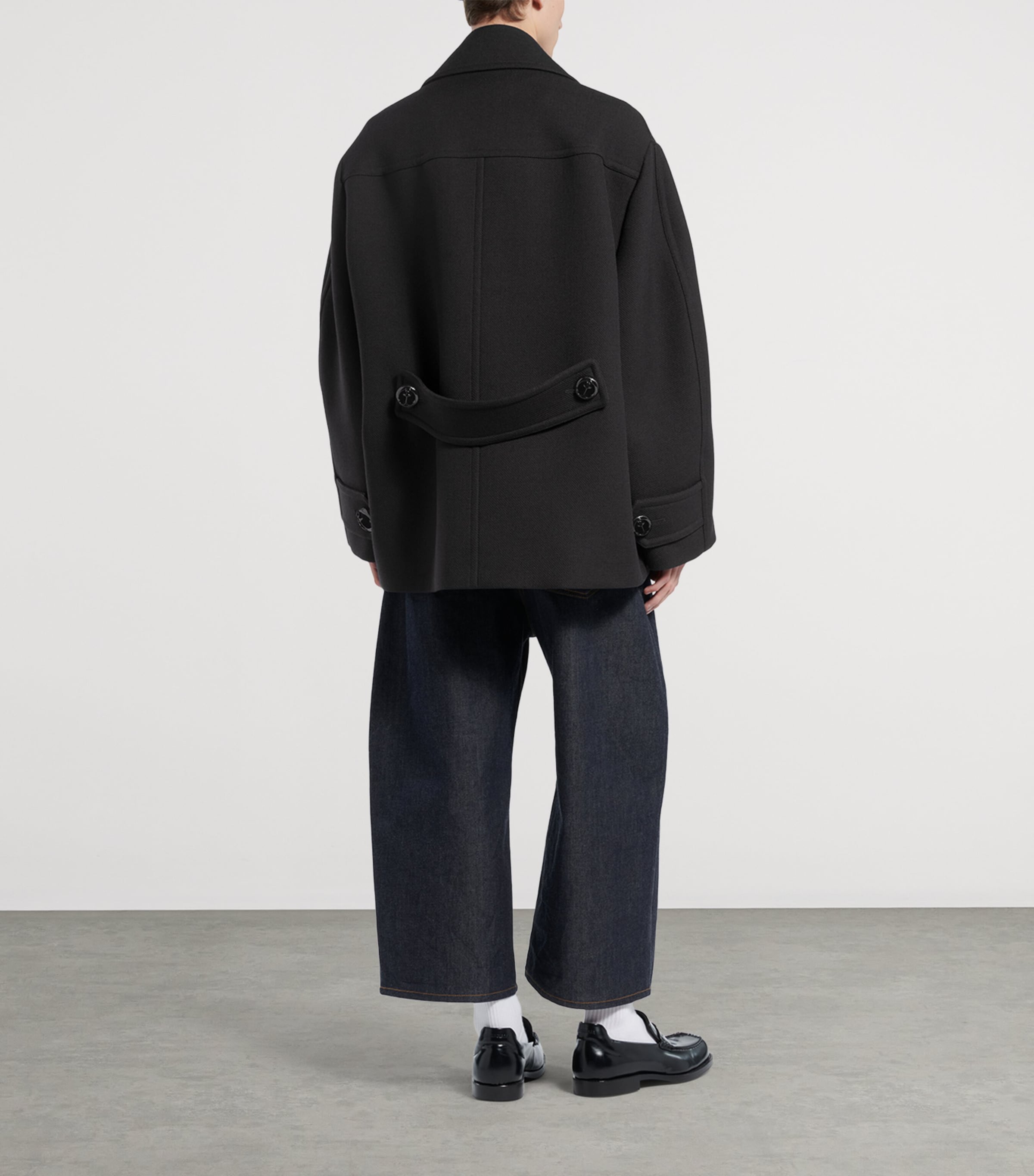 Balenciaga Mens Wool Double-Breasted Peacoat Image 3