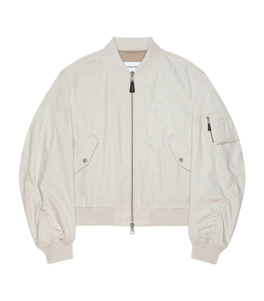 Cotton Blend Bomber Jacket LIGHT BEIGE Image 1