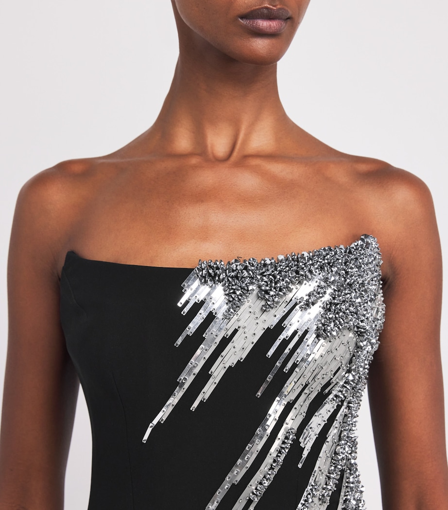Meteoric Embellished Midi Dress BLACK WITH SILVER Image 4