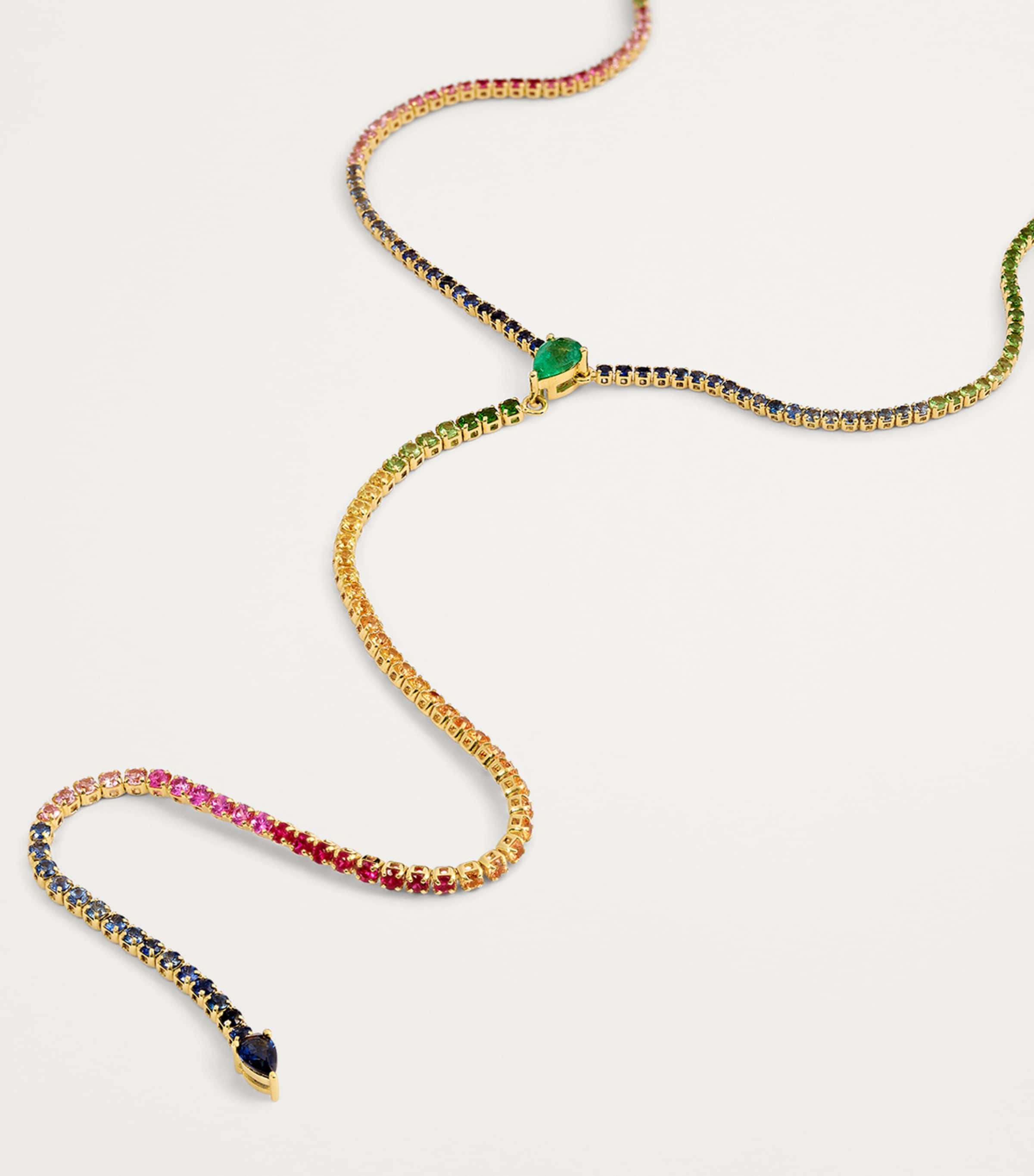 Yellow Gold, Diamond and Mixed Gemstone Rainbow Threads Necklace YELLOW GOLD Image 4