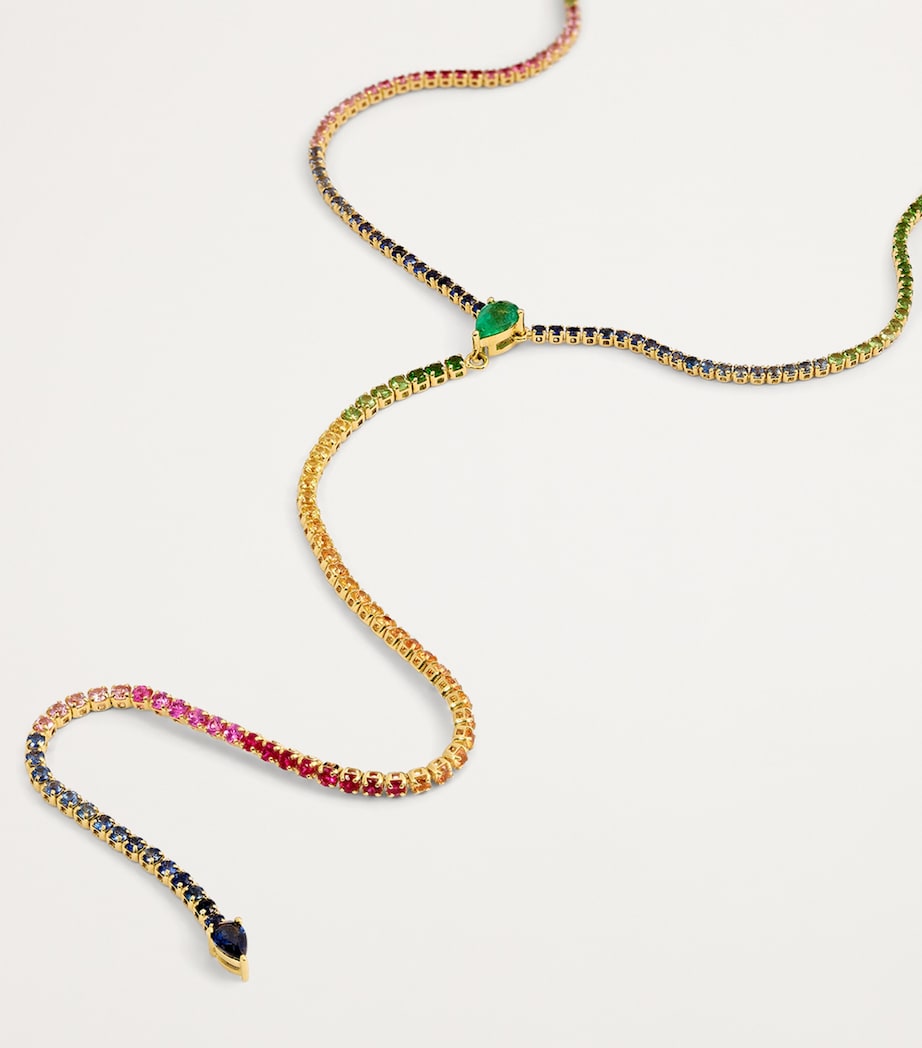 Yellow Gold, Diamond and Mixed Gemstone Rainbow Threads Necklace YELLOW GOLD Image 4