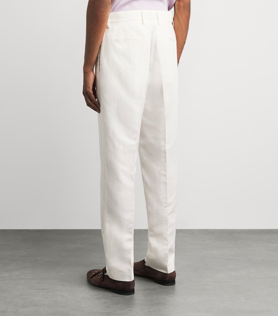 Canali Mens Linen-Silk Straight Suit Trousers Image 5