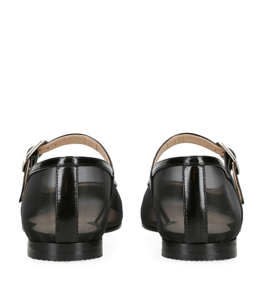 Mesh Mary Jane Ballet Flats BLACK Image 2
