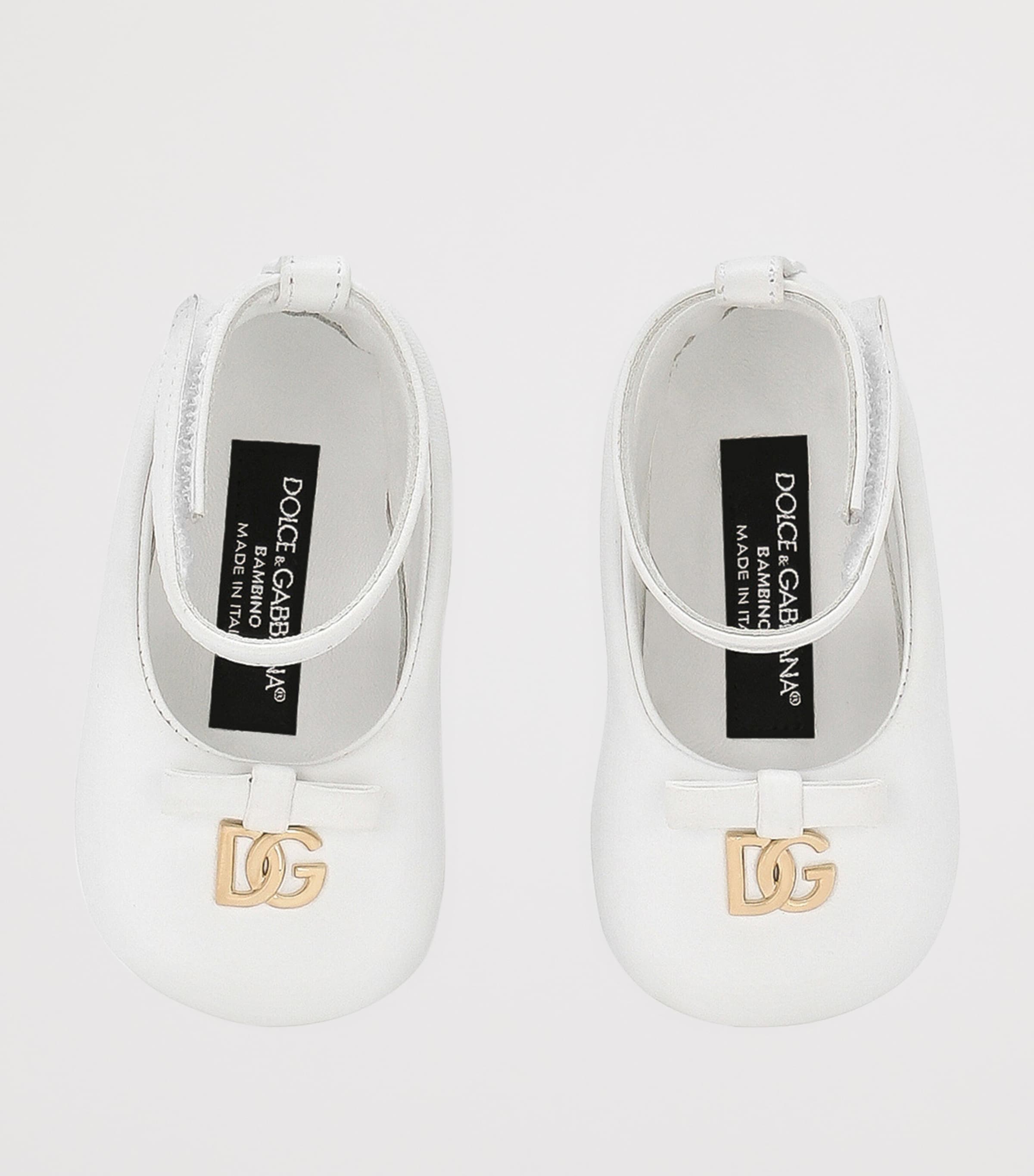 Dolce&Gabbana Kids Leather Logo Ballet Flats White Image 4