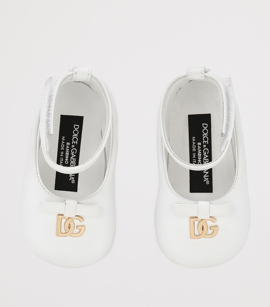 Dolce&Gabbana Kids Leather Logo Ballet Flats White Image 4