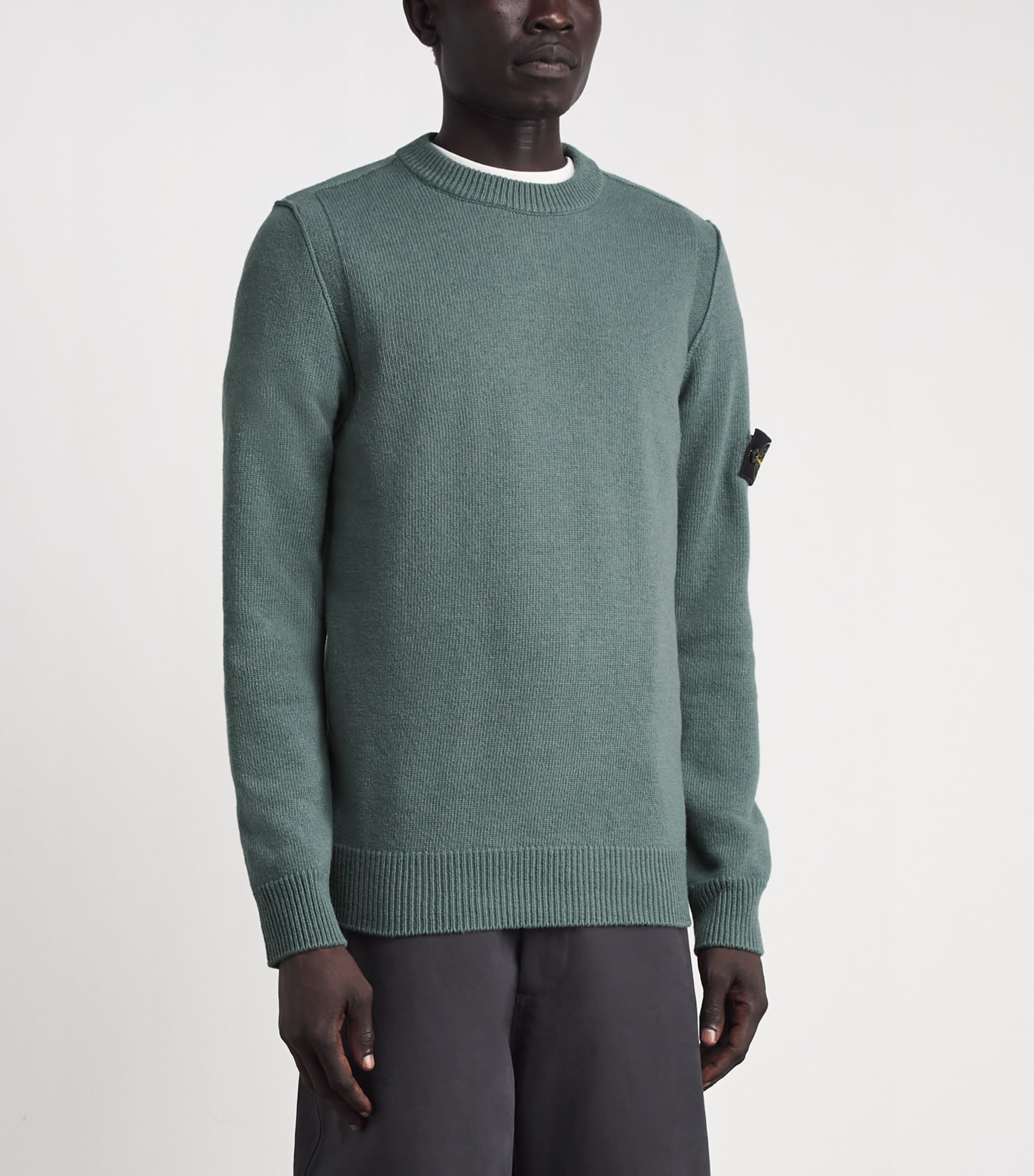 Stone Island Mens Virgin Wool-Blend Compass Sweater Image 4