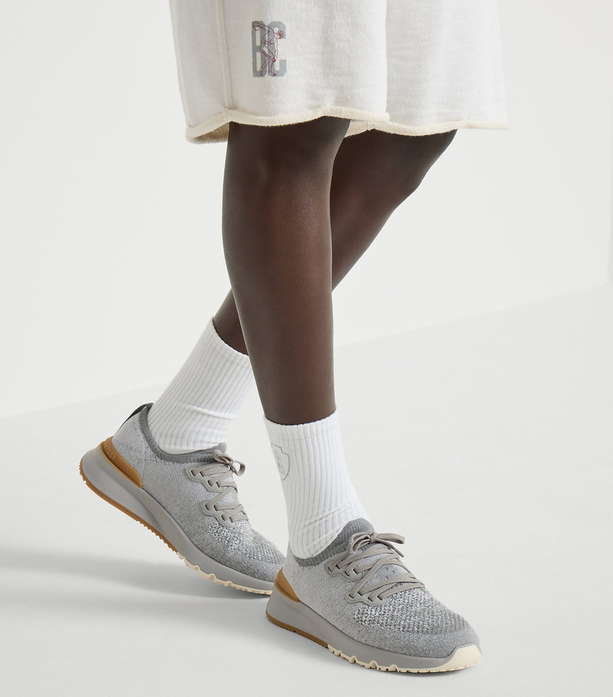 Brunello Cucinelli Cotton-Blend Chiné-Knit Sneakers Image 4