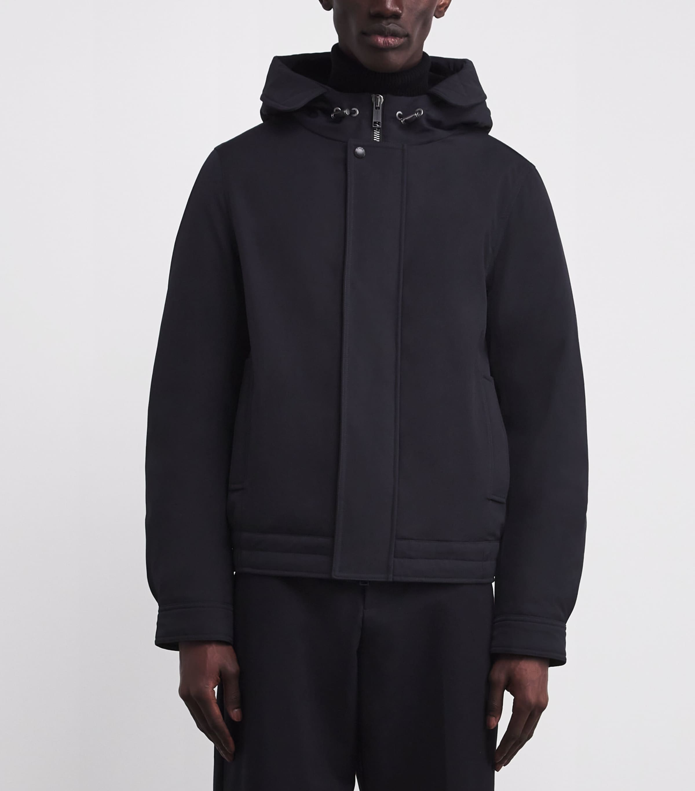 Down Waterproof Shearling-Lined Short Parka A7033 NAVY Image 3