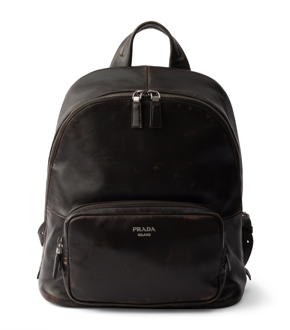 Prada Distressed Nappa Lambskin Backpack Brown Image 1