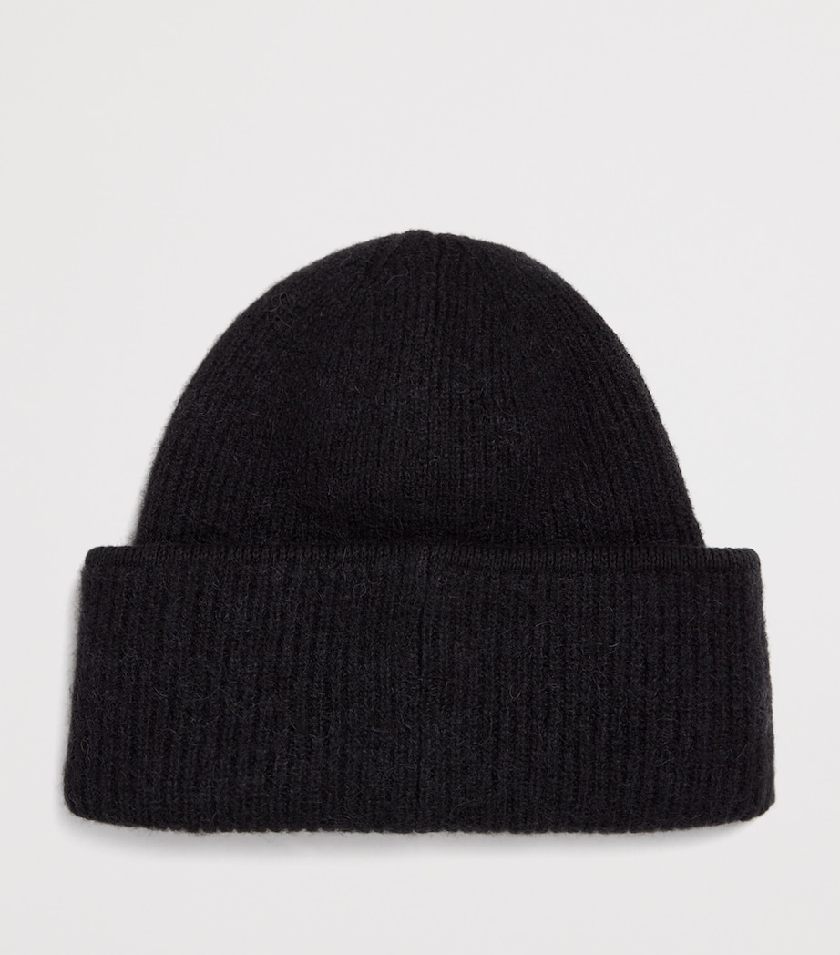 Wool-Blend Grossgrain Logo Beanie 990-BLACK Image 2