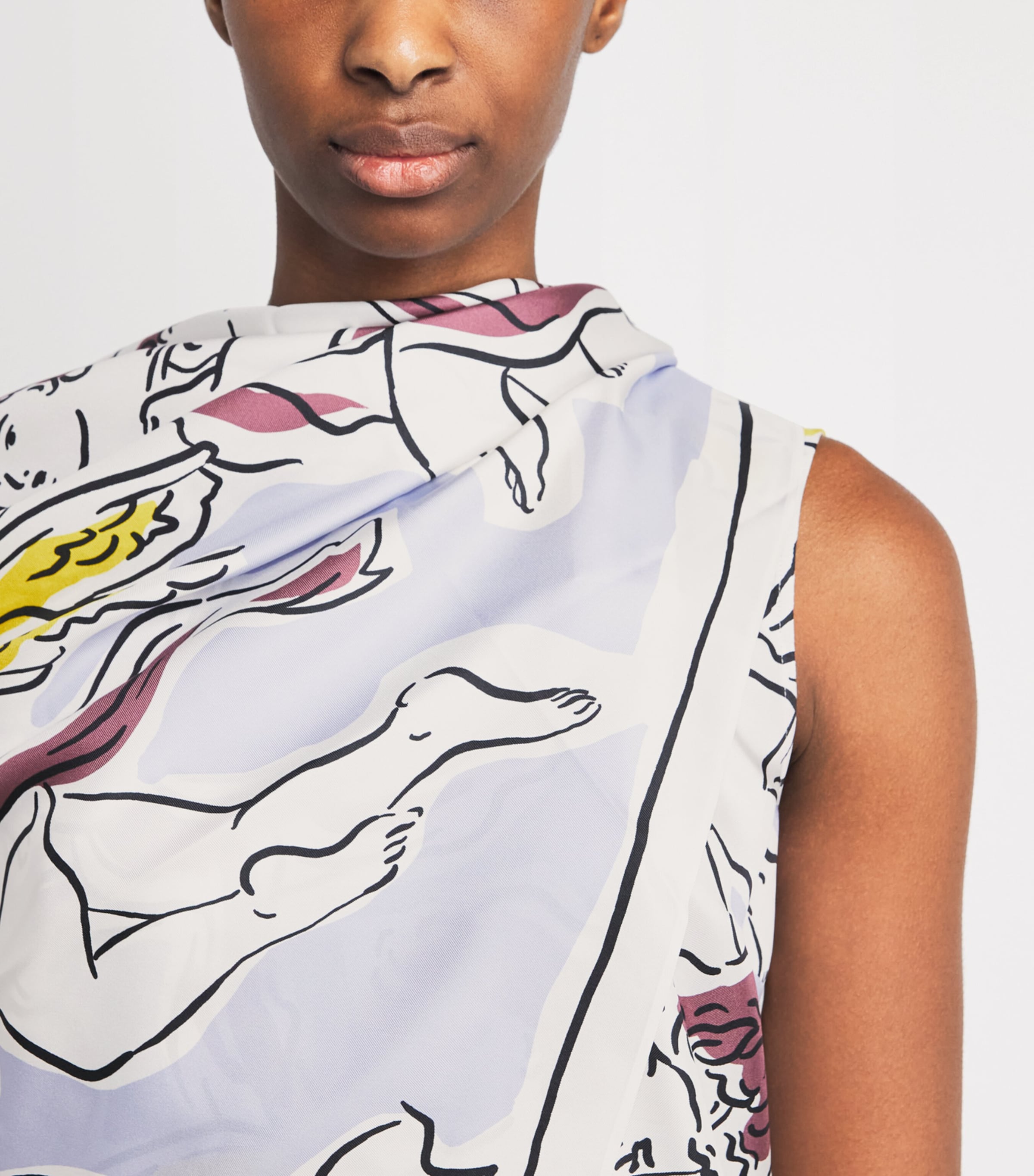 Tory Burch Womens Silk Printed Cape and Top Lilac Cherubs Image 3