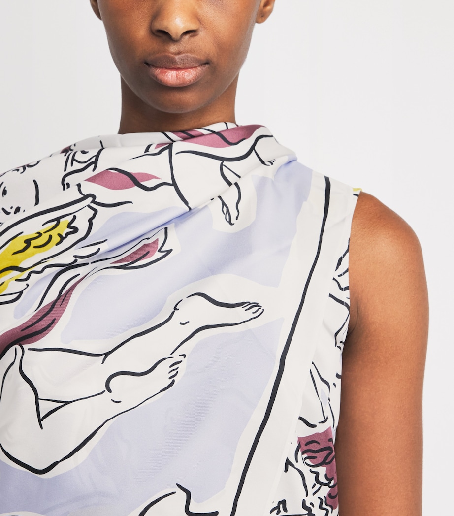 Tory Burch Womens Silk Printed Cape and Top Lilac Cherubs Image 3