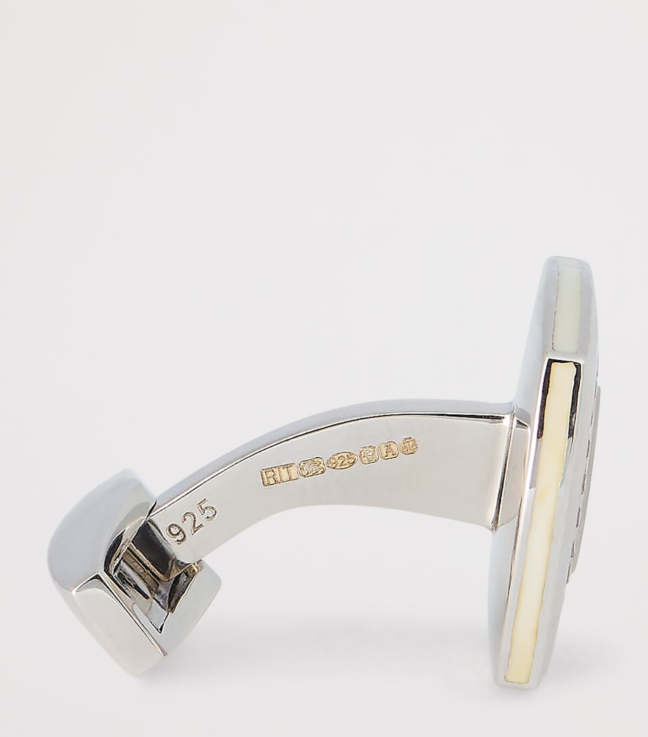 Sterling Silver and Sapphire Graffiato Cufflinks WHITE Image 4