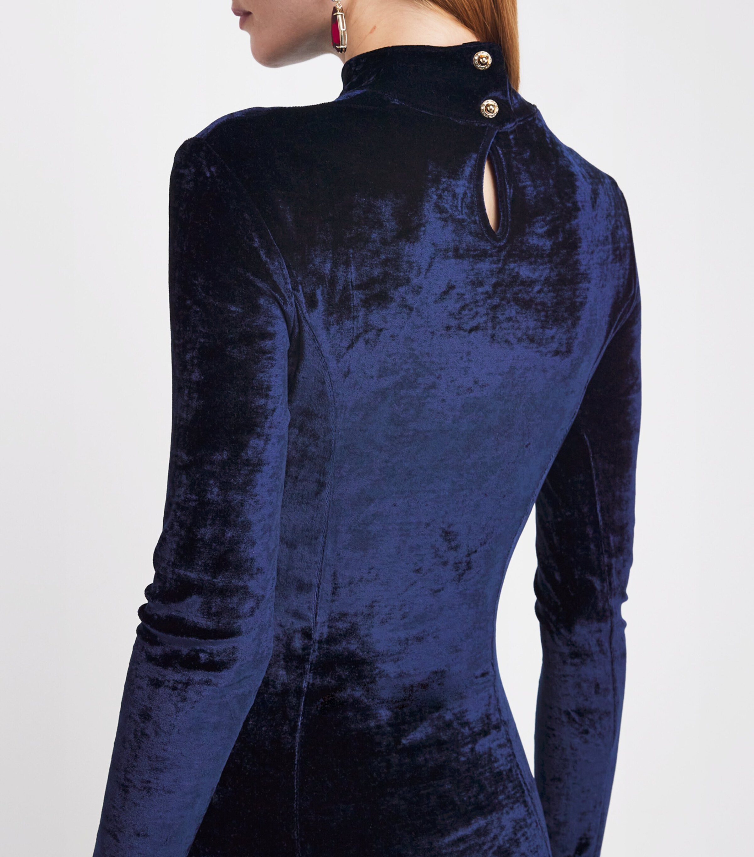 Velvet Asymmetric Midi Dress P432 NAVY POSEIDON Image 6