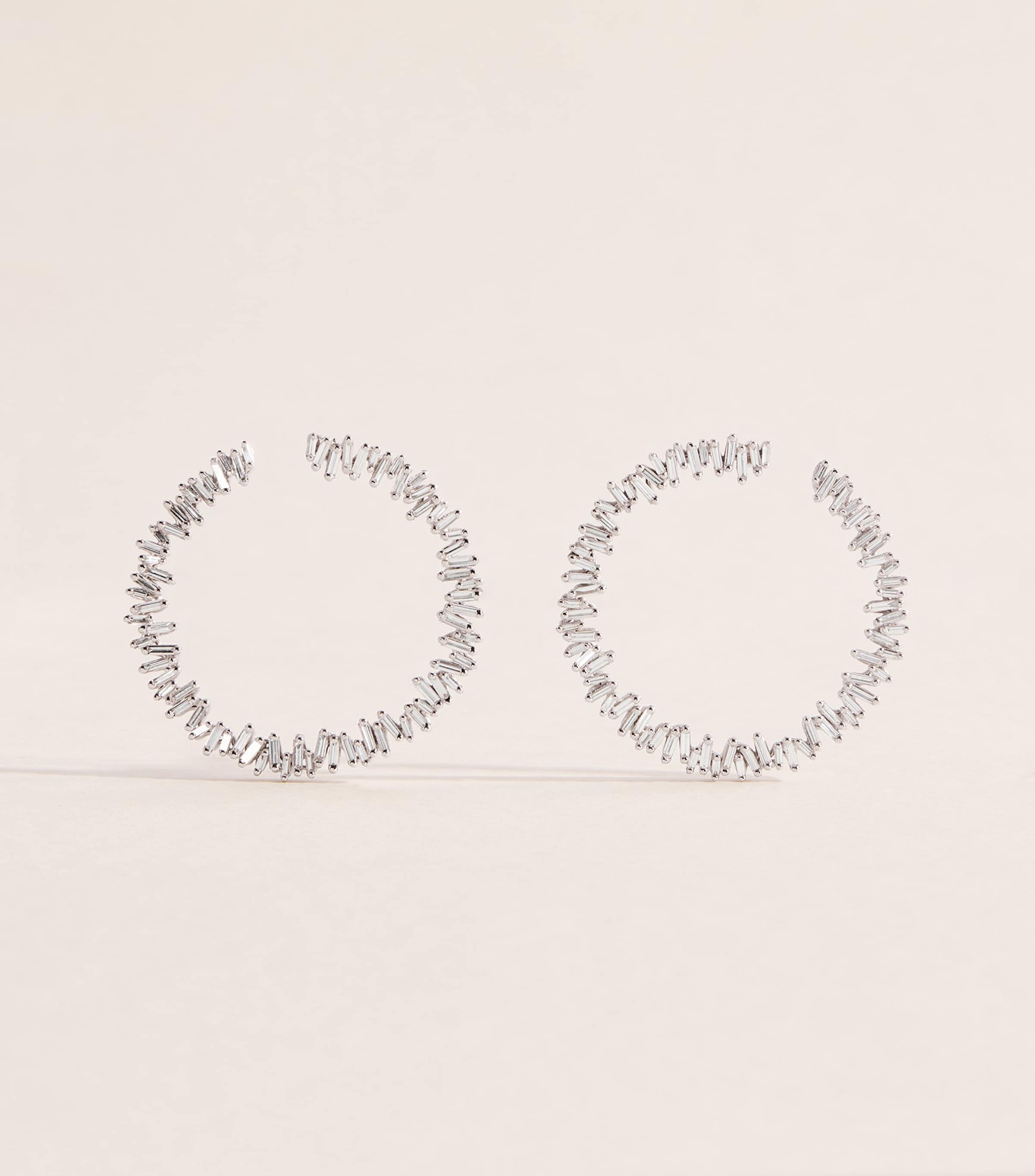 Suzanne Kalan White Gold and Diamond Sideways Hoop Earrings Wg/wd Image 1