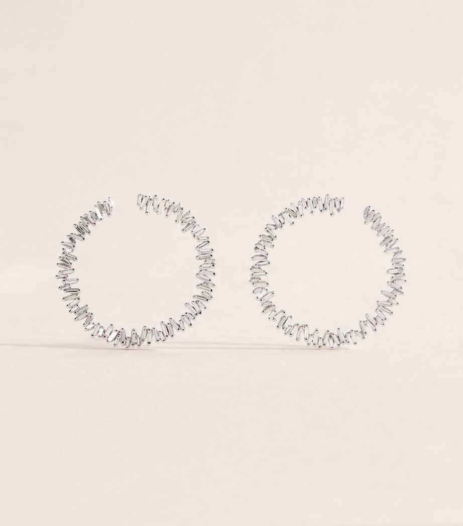 Suzanne Kalan White Gold and Diamond Sideways Hoop Earrings Wg/wd Image 1