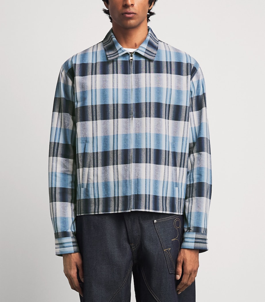 JW Anderson Mens Cotton Check Bomber Jacket Navy/blue Image 4