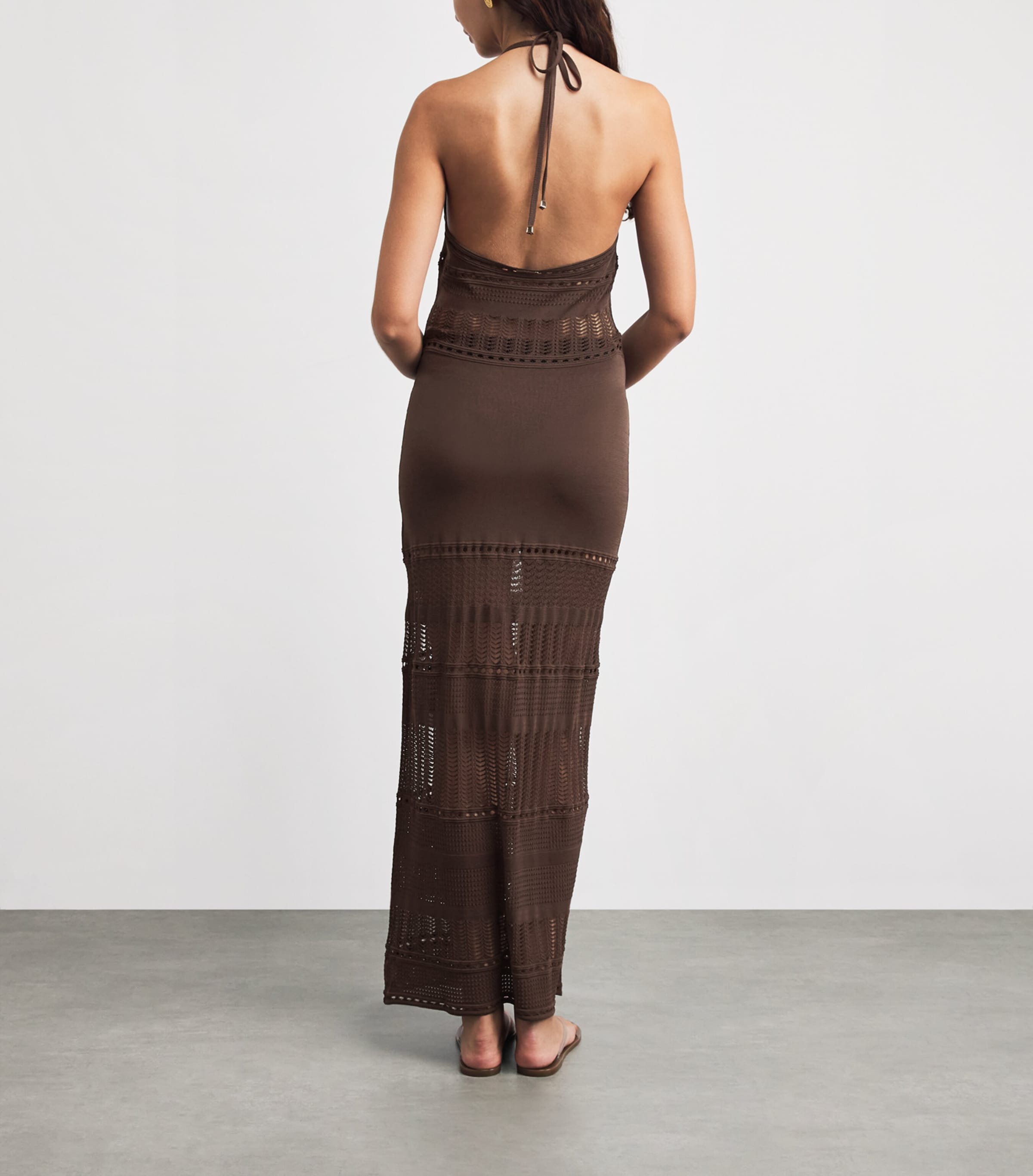 AWAY THAT DAY Womens Halterneck Zanzibar Maxi Dress Espresso Image 4