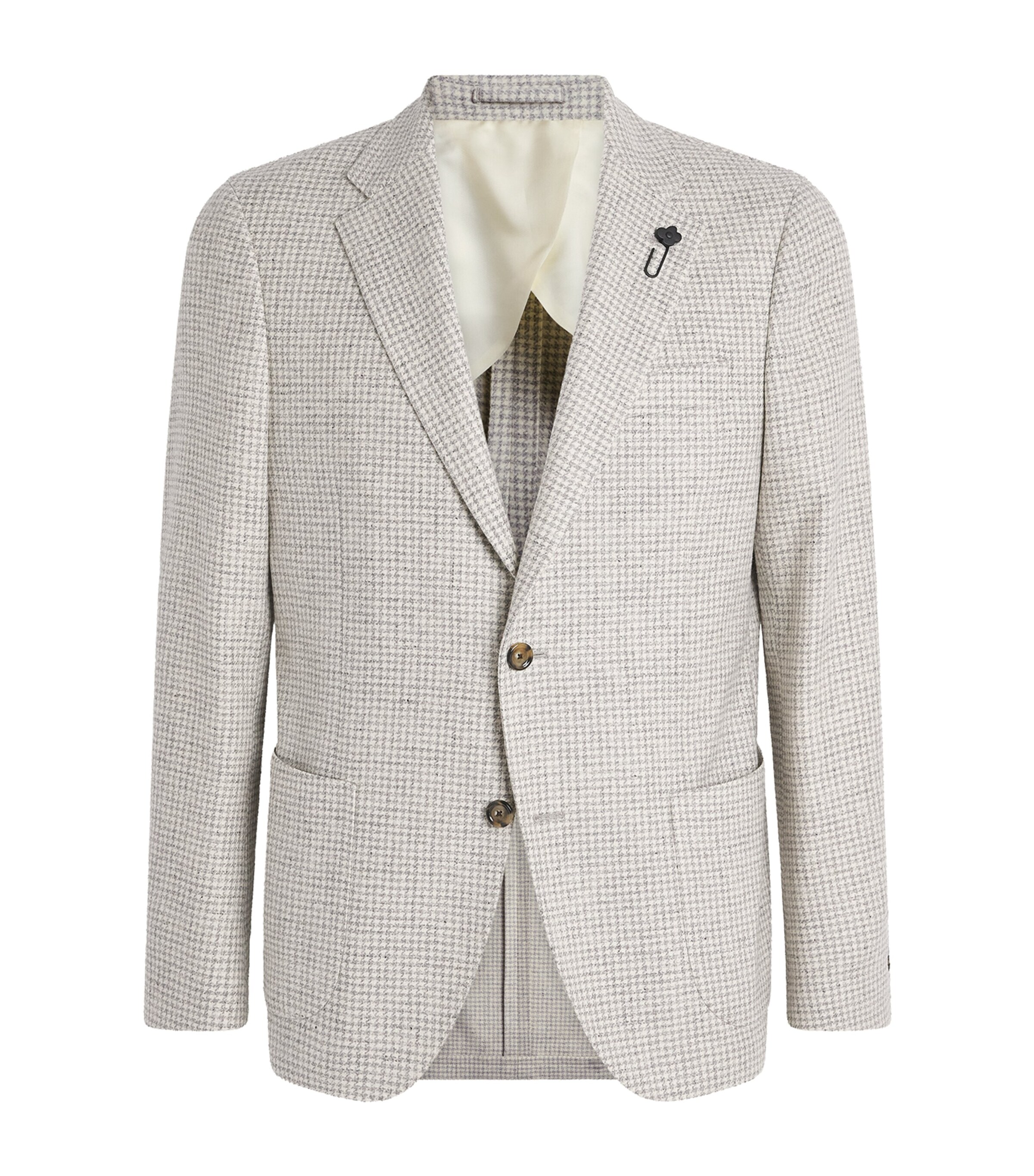 Lardini Mens Wool-Cashmere Check Blazer Pdp Grey/white Image 1