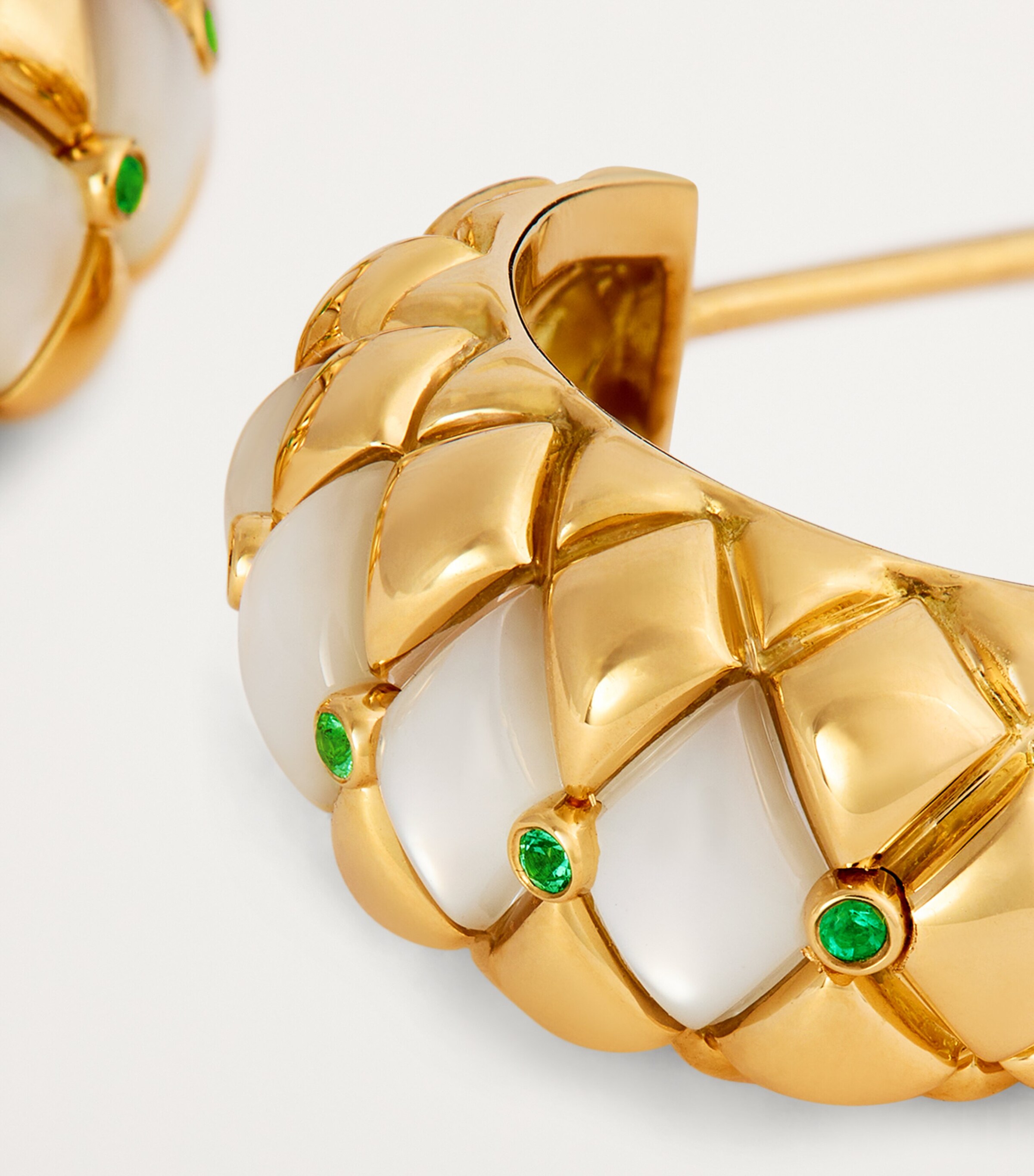 L'ATELIER NAWBAR Yellow Gold, Diamond and Emerald Bond Street Hoop Earrings Yellow Gold Image 6