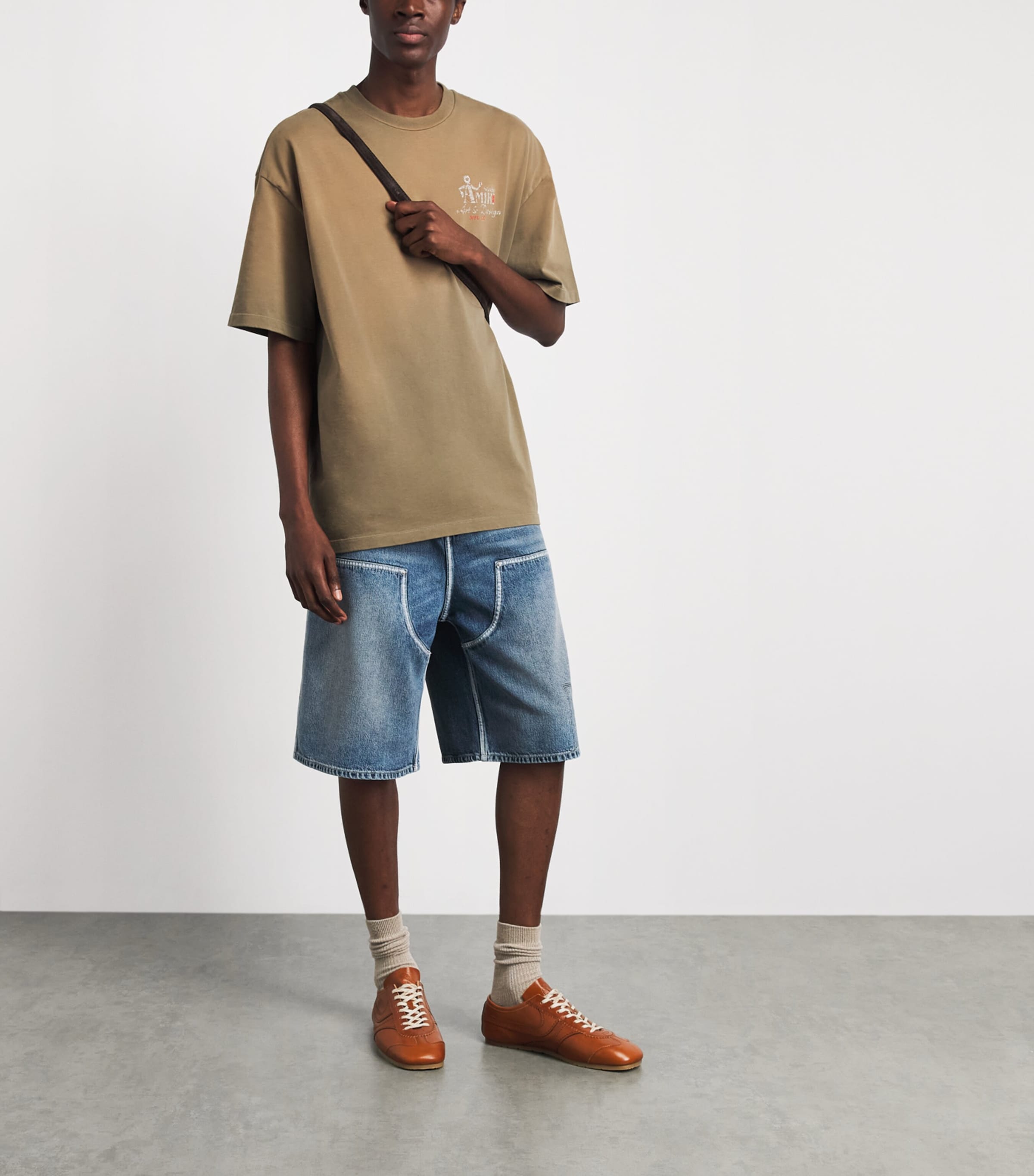AMIRI Mens Cotton Studio Print T-Shirt Camel Image 2