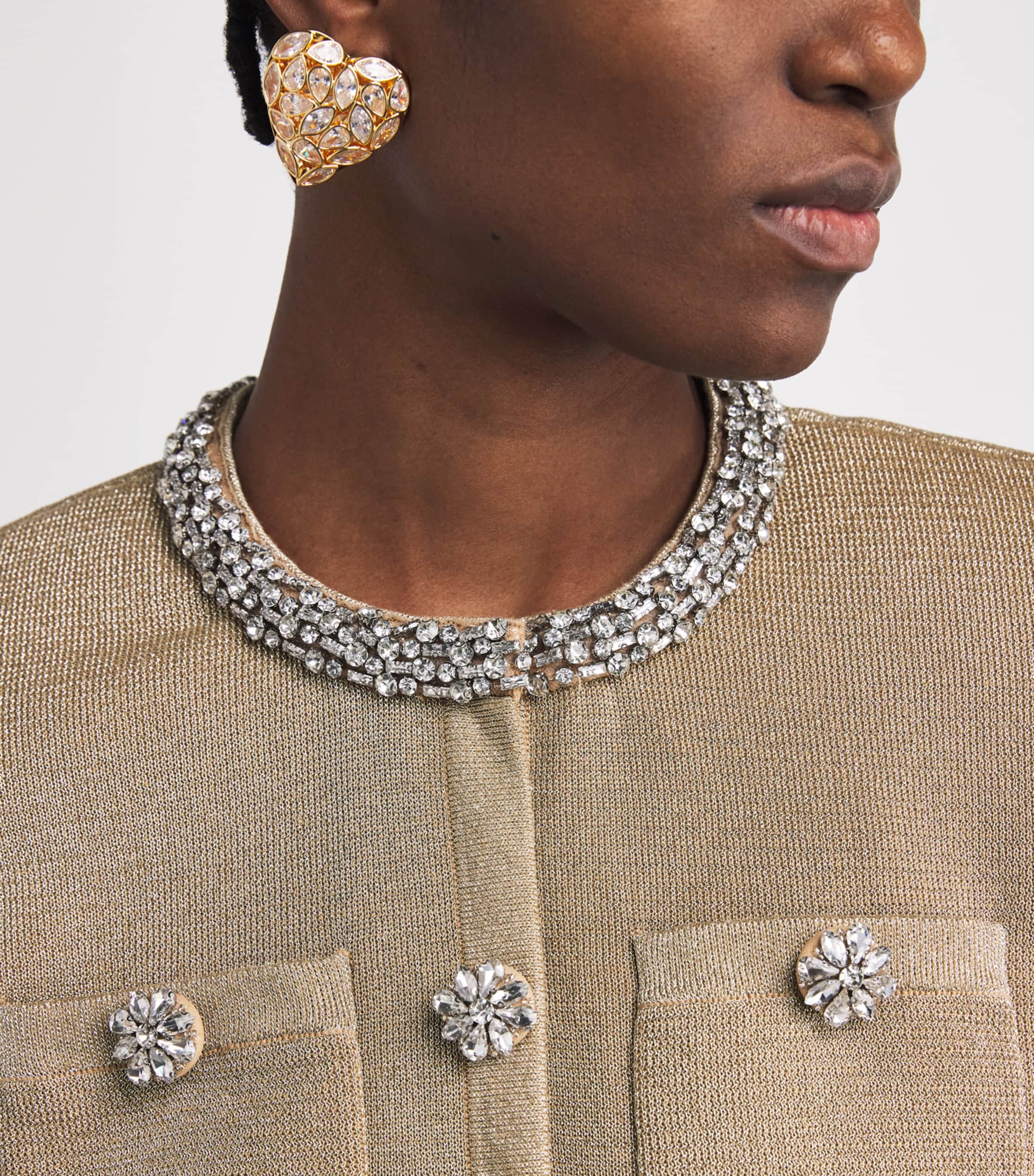 Metallic Knitted Embellished Cardigan GOLD Image 6