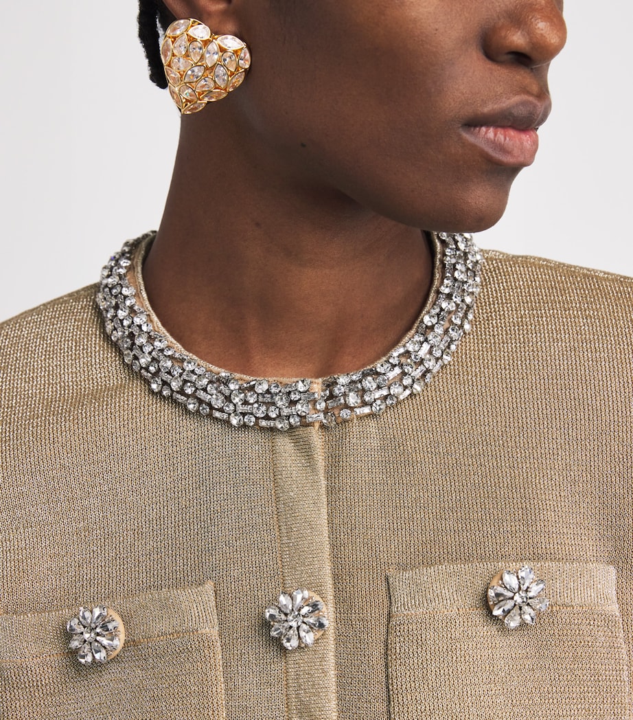 Metallic Knitted Embellished Cardigan GOLD Image 6