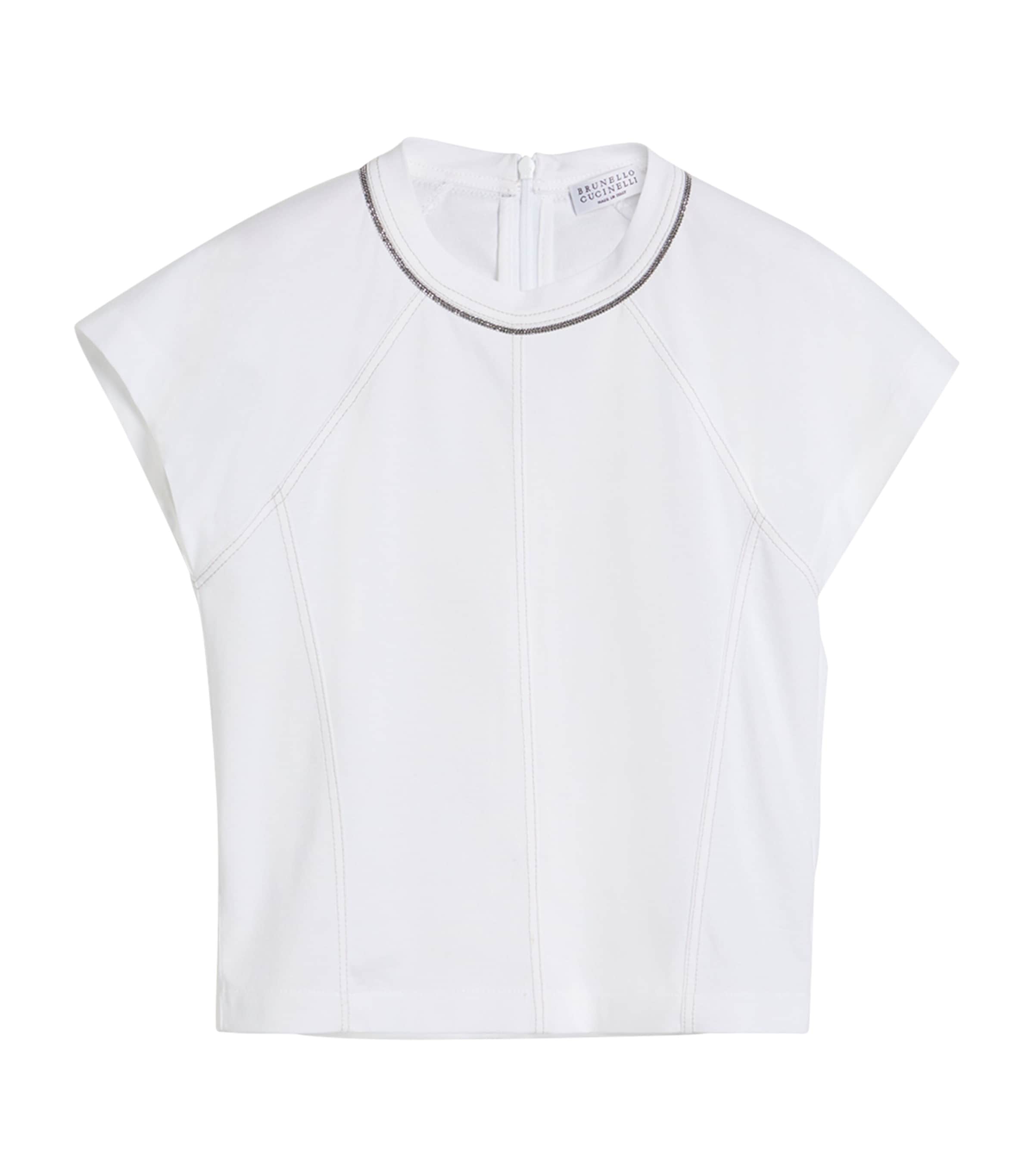 Tシャツ・カットソー Brunello Cucinelli Brunello Cucinelli Monili-Detailed Cotton Brunello Cucinelli Kids Cotton Jersey Monili-Detail T-Shirt