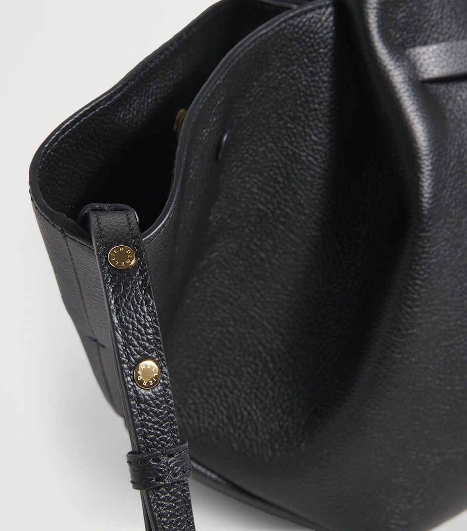 Midi Leather New York Tote Bag BLACK Image 6