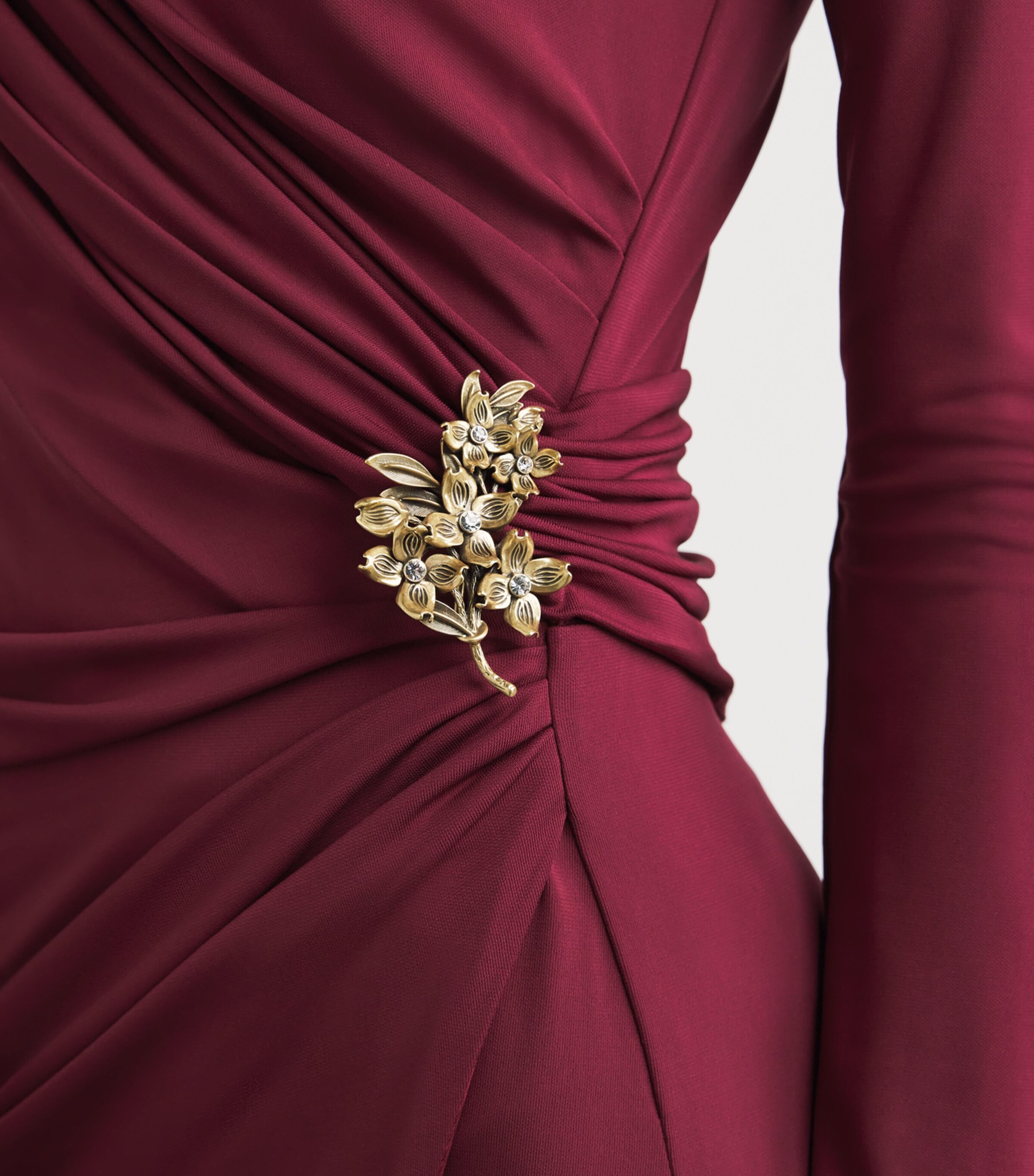 Draped Embellished Izadora Maxi Dress CRANBERRY Image 4