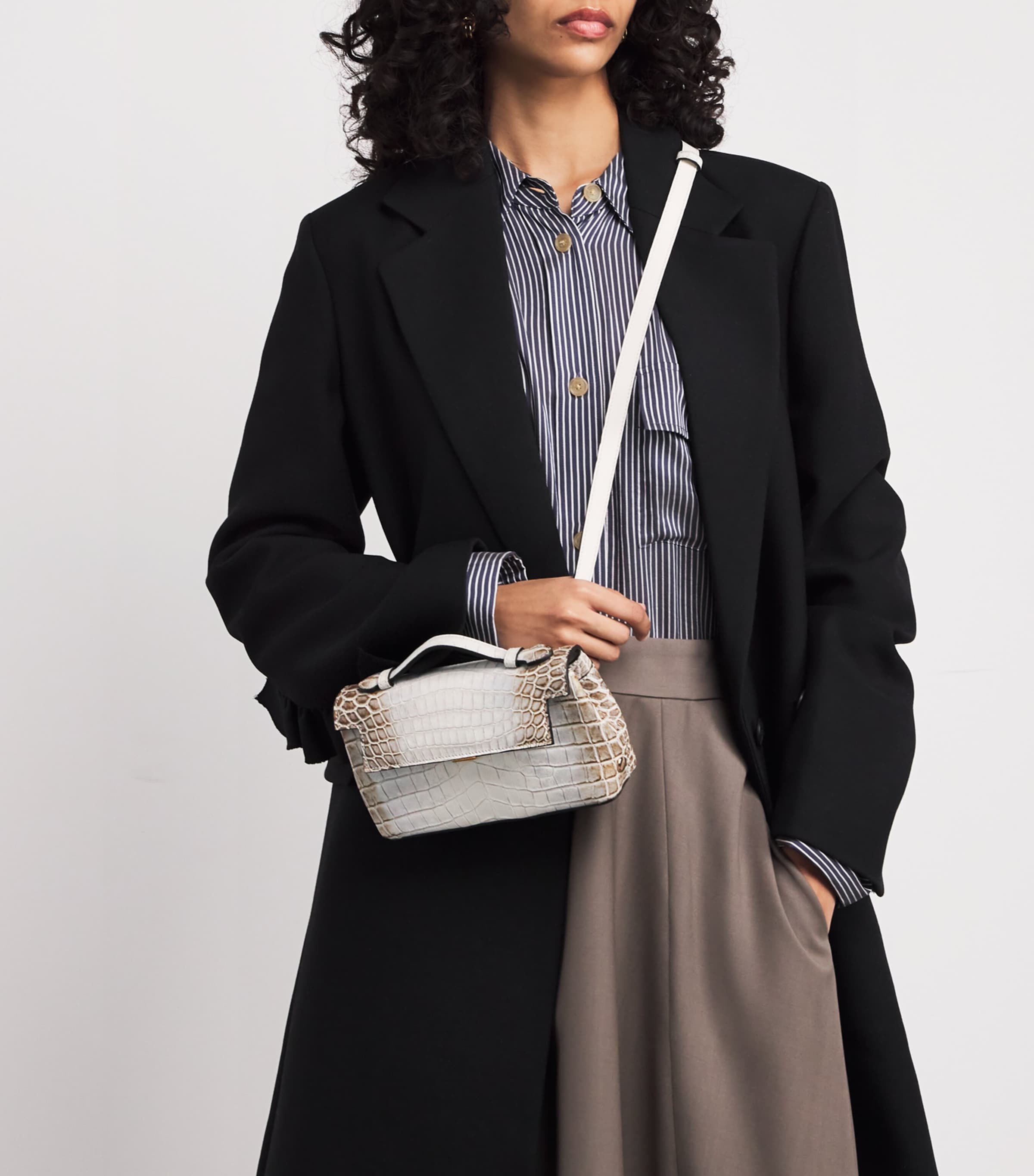 Crocodile Leather Top-Handle Bag HIMALAYA CROCODILE Image 5