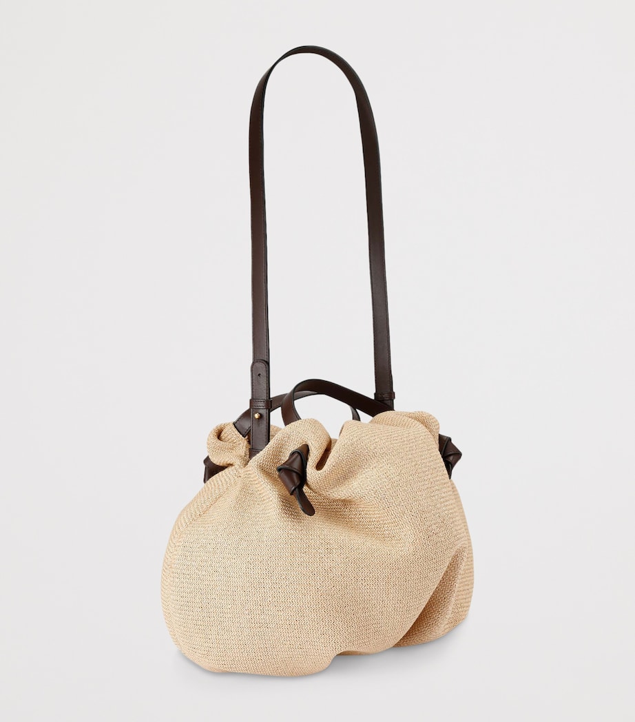 Raffia Taurus Dumpling Top-Handle Bag MID BROWN Image 2