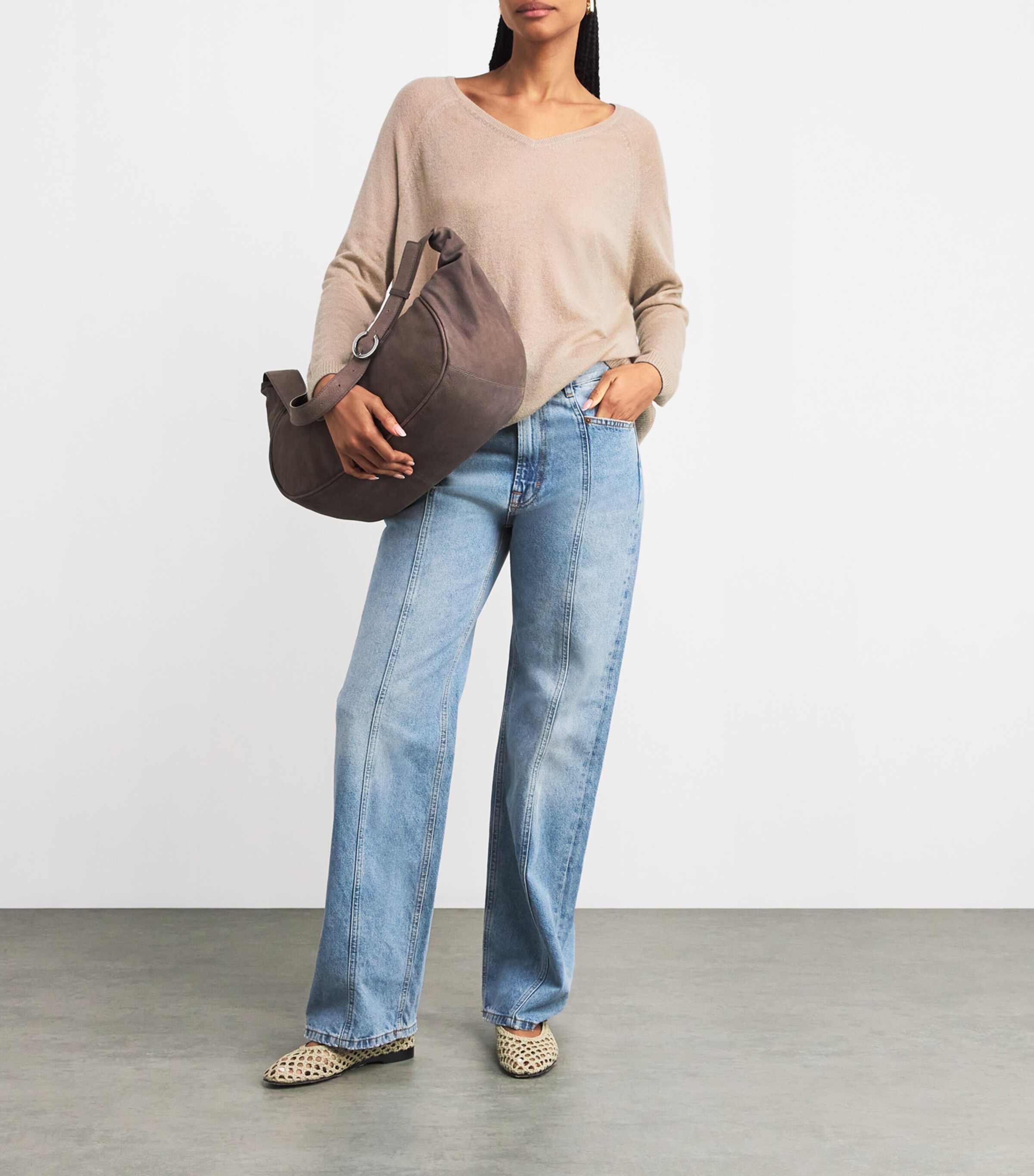 V-Neck Sweater BEIGE Image 2