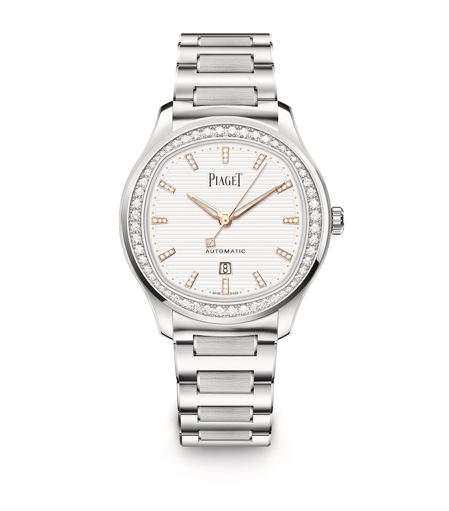 Steel and Diamond Polo Date Automatic Watch 36mm SILVER Image 1