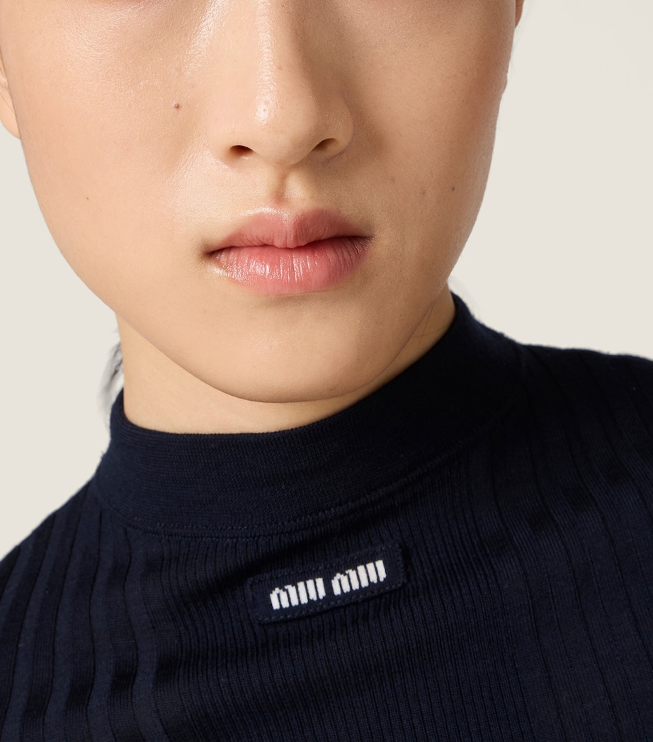 Miu Miu Womens Wool Ribbed Sweater Image 6