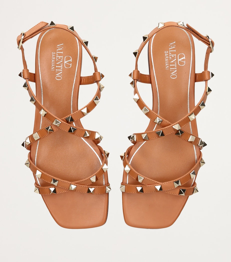 Valentino Garavani Leather Rockstud Sandals Brown Image 5