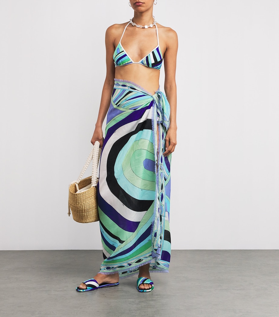 Wool-Silk Printed Pashmina 002 VERDE/LILLA Image 2