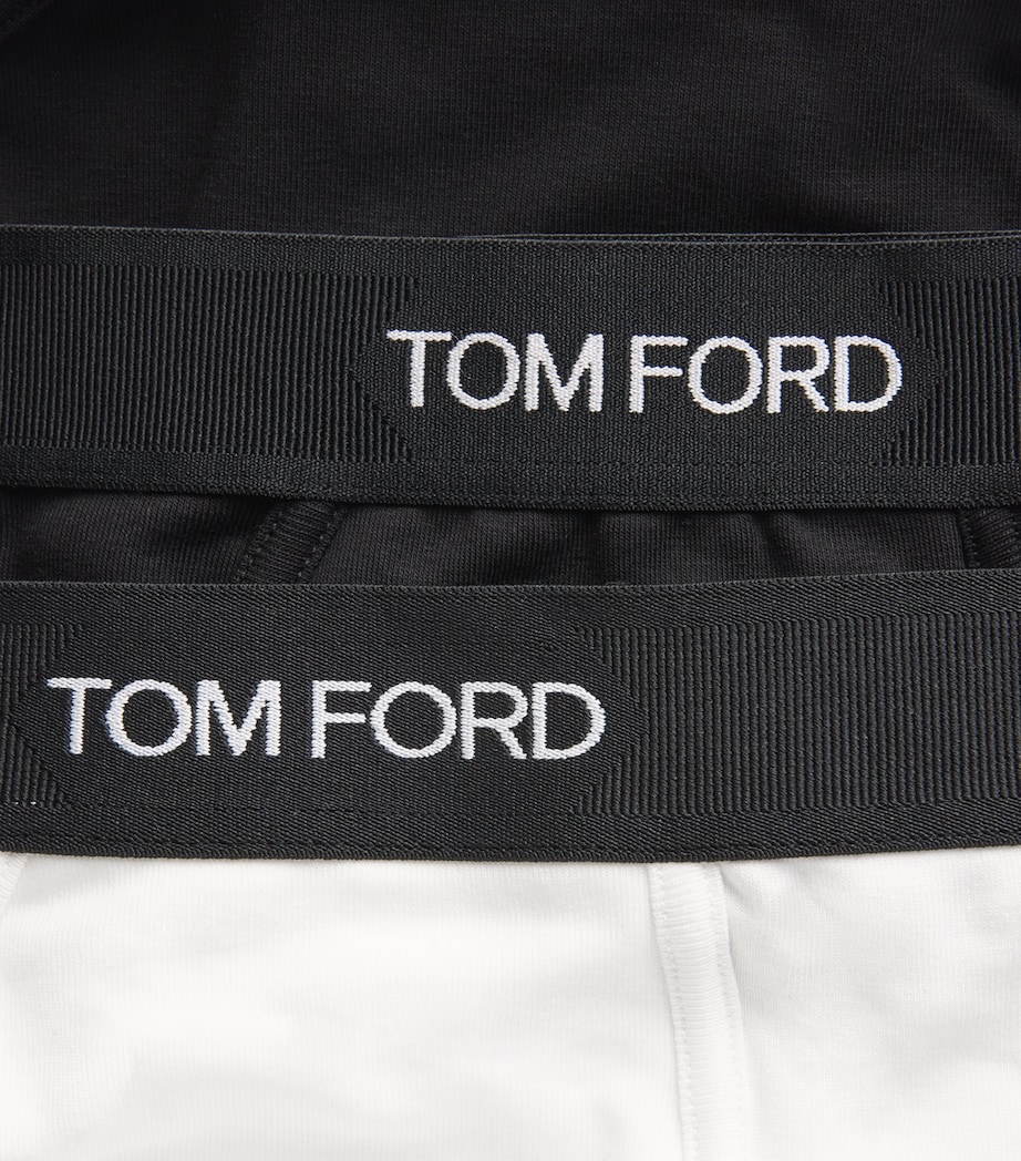 TOM FORD Mens Cotton-Stretch Logo Briefs (Pack of 2) Black/white Image 5