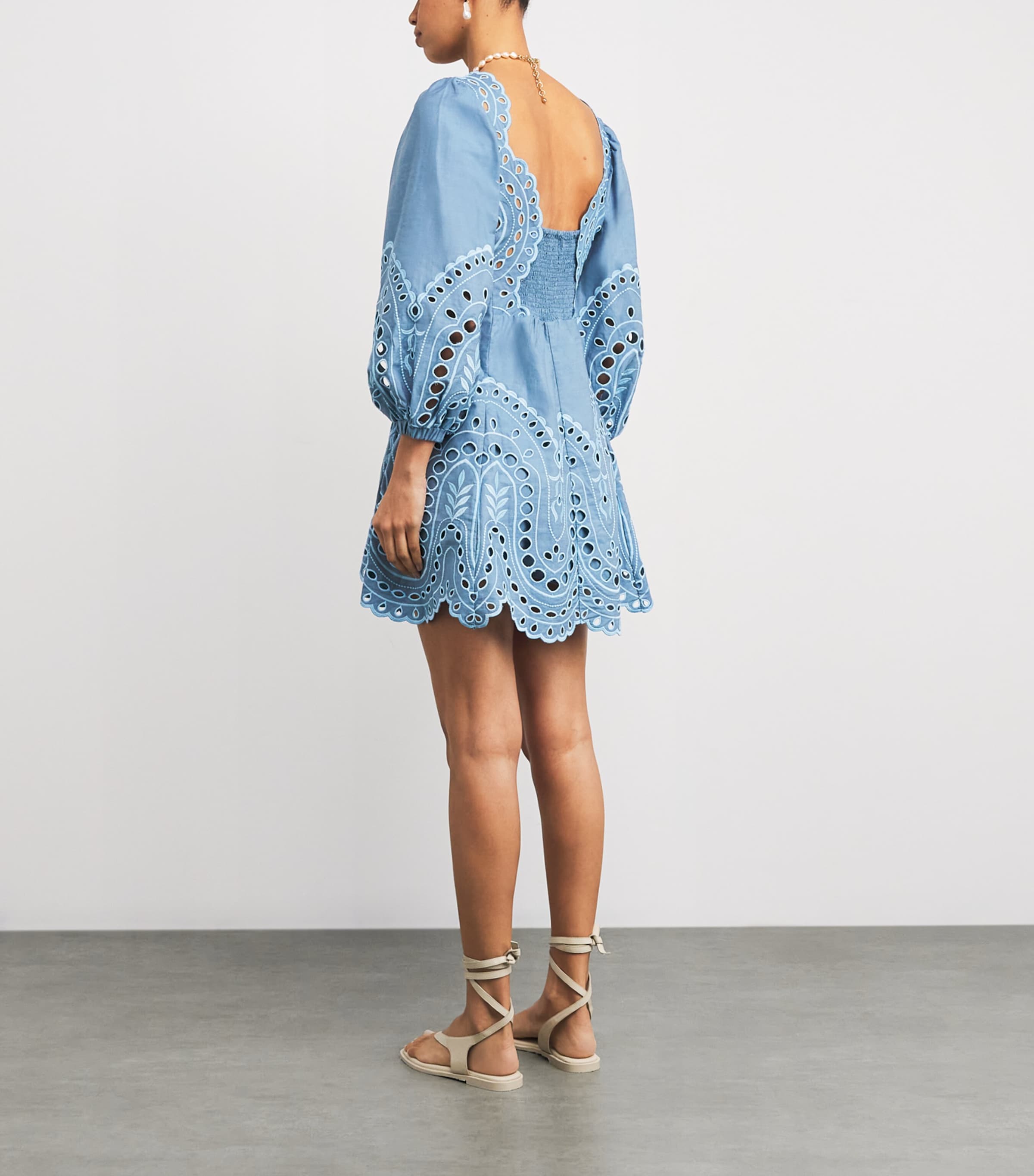 Charo Ruiz Ibiza Womens Cotton-Blend Esmare Mini Dress Blue Sealace Image 3