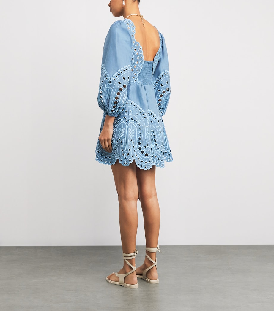 Charo Ruiz Ibiza Womens Cotton-Blend Esmare Mini Dress Blue Sealace Image 3