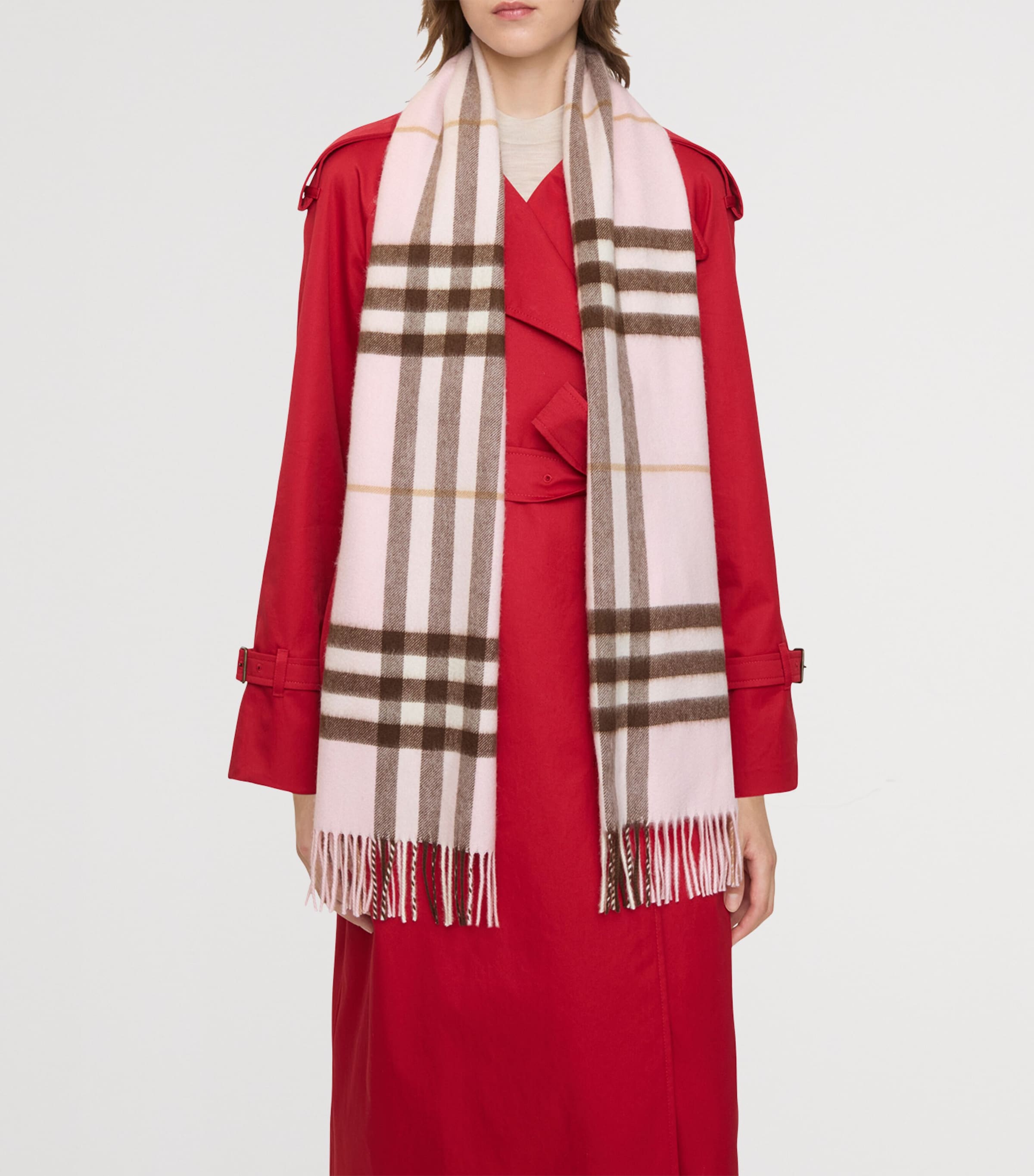 Cashmere Check Scarf BOW PINK Image 3