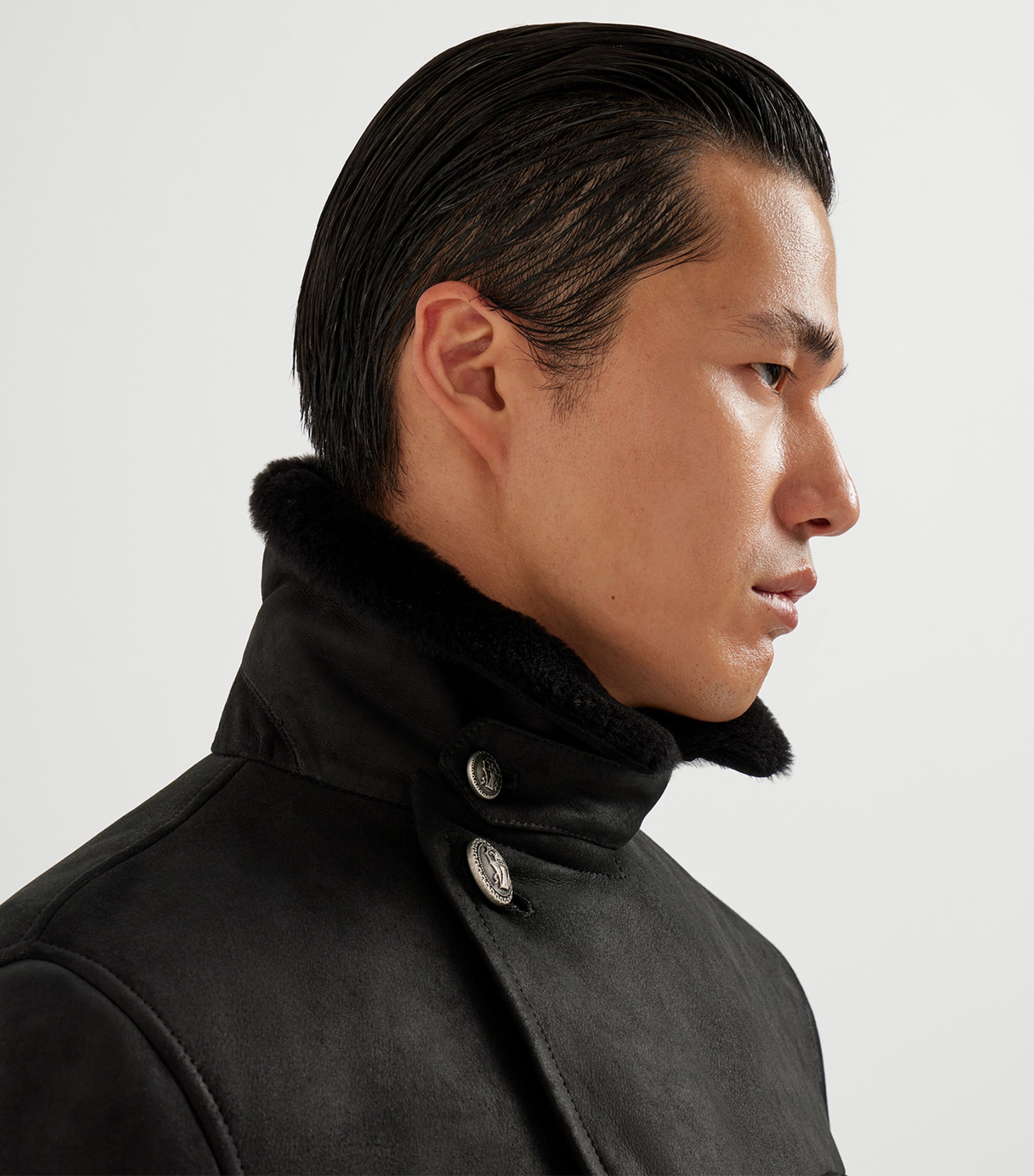 Suede Shearling-Trim Pea  Coat C101 Image 6