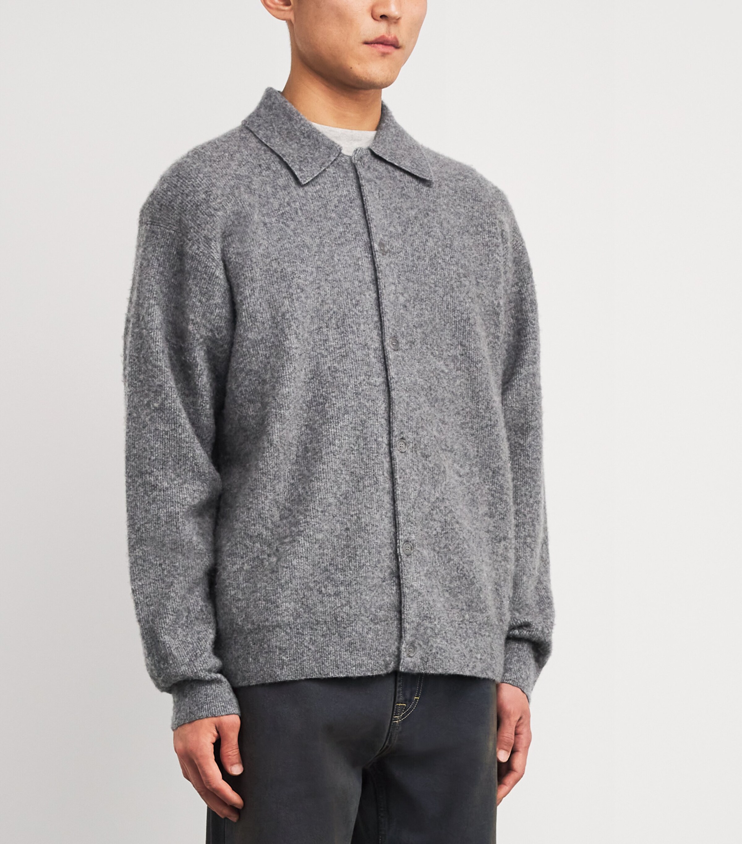 Wool Heathered Cardigan HEATHER GREY Image 3