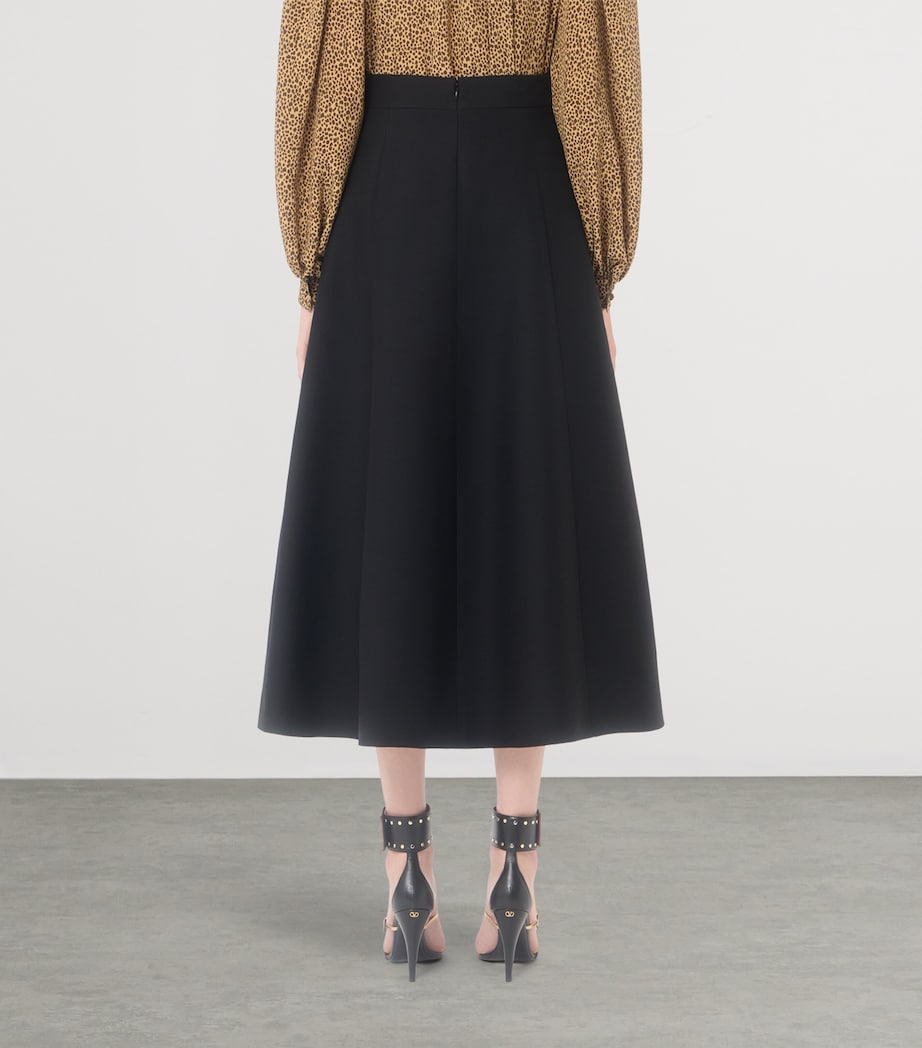Valentino Womens Wool-Silk Crepe Midi Skirt Image 5