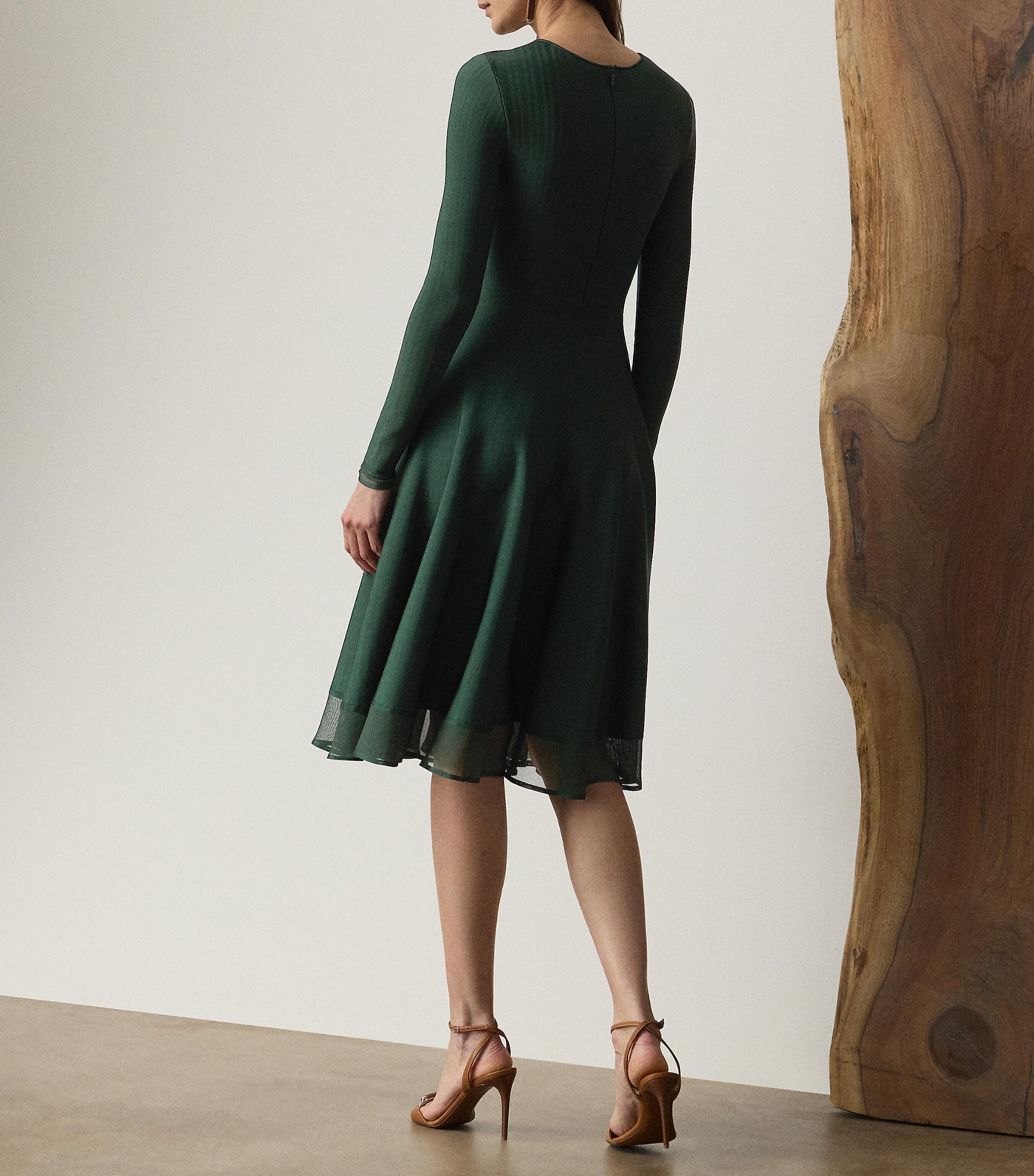 Sheer Edge Midi Dress DARK RACING GREEN Image 3