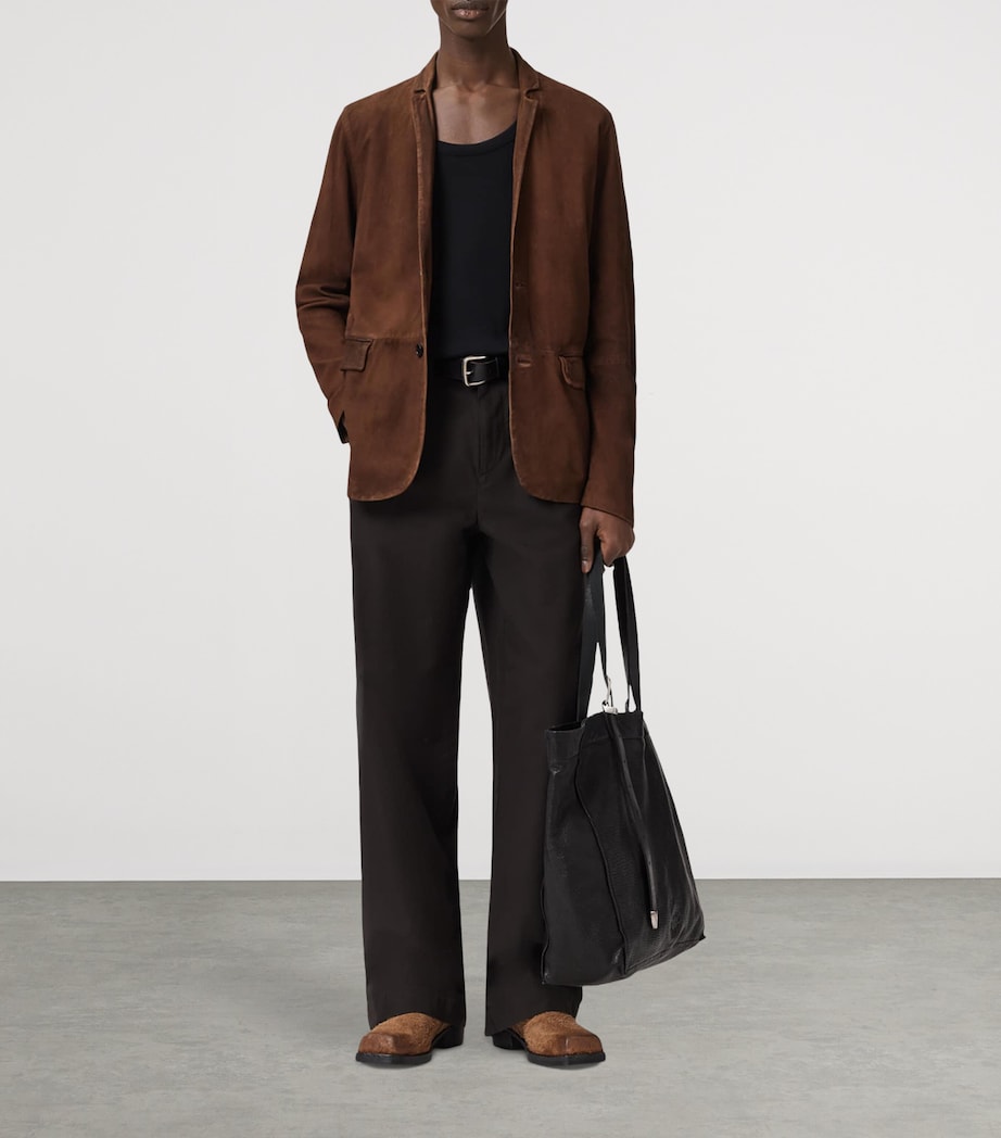 AllSaints Mens Suede Monet Blazer Cider Brown Image 3